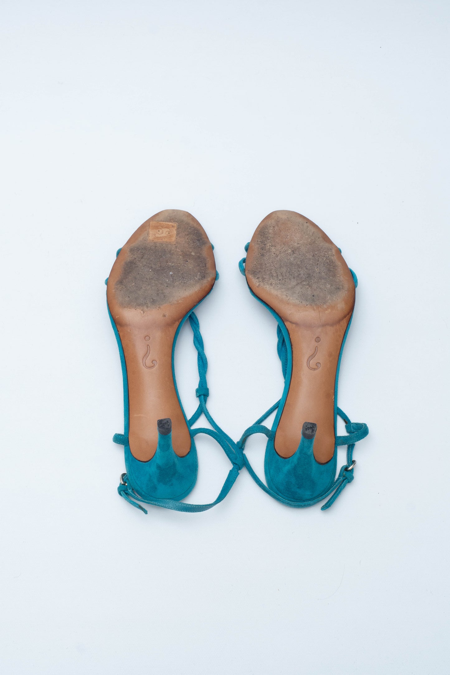 MOSCHINO TURQUOISE SUEDE SANDALS