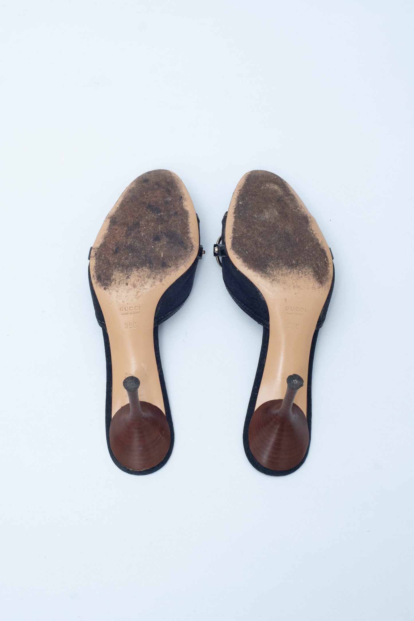 GUCCI BLACK MONOGRAM HORSEBIT MULES