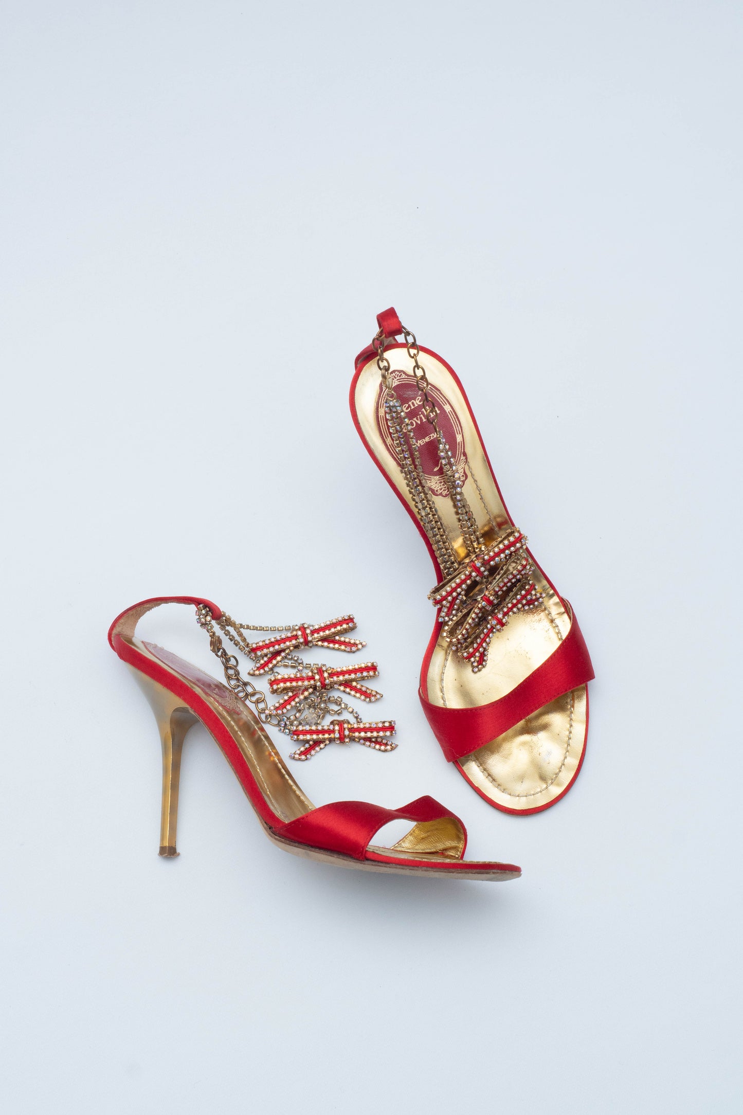 RENE CAOVILLA RED BOW HEELS
