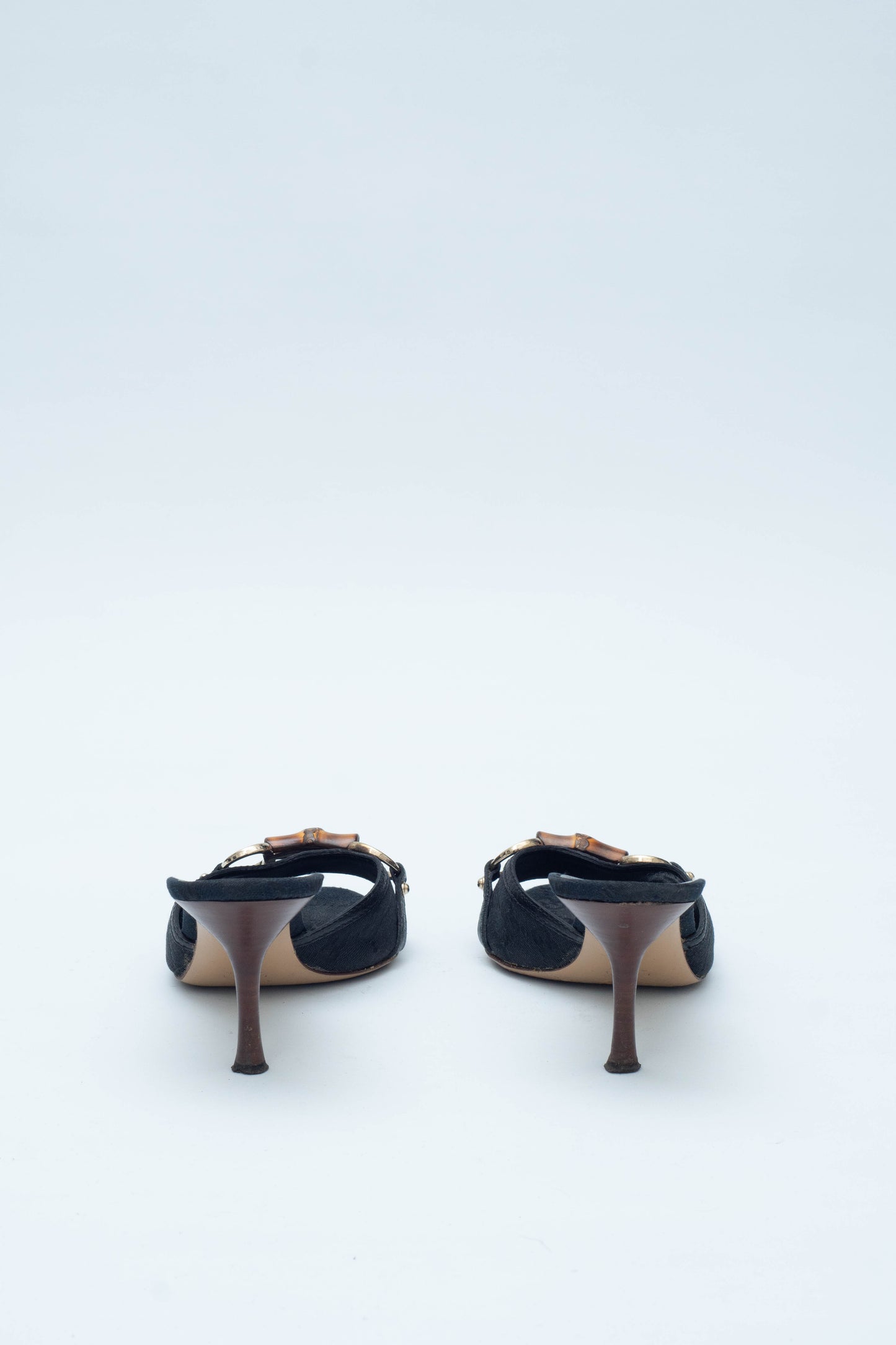 GUCCI BLACK MONOGRAM HORSEBIT MULES