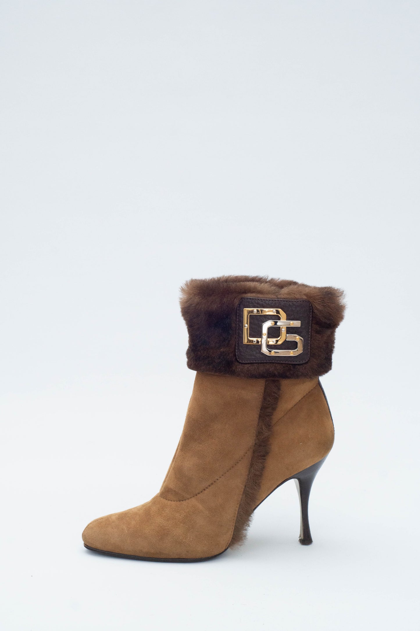DOLCE & GABBANA BROWN FUR BOOTS