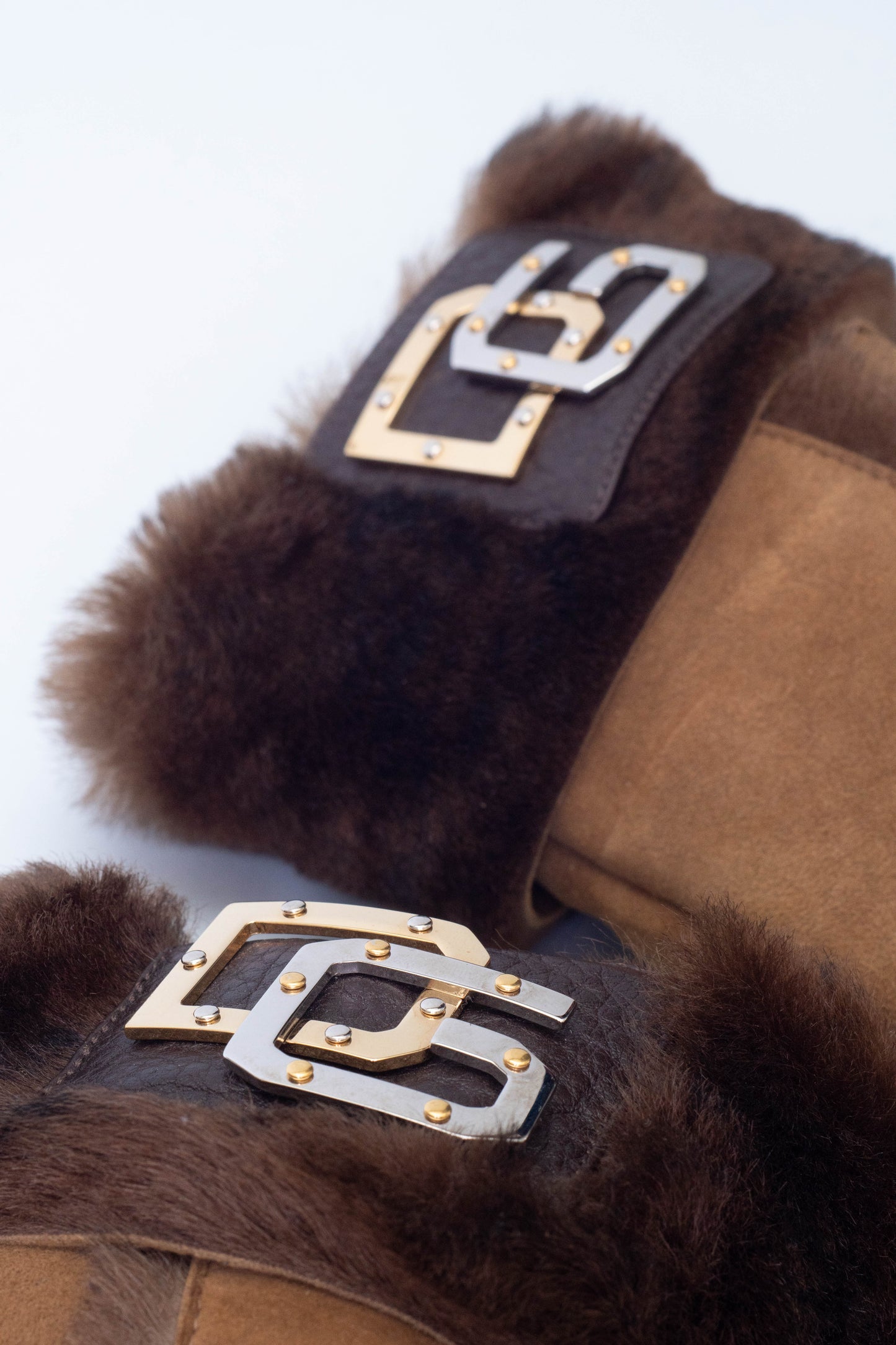 DOLCE & GABBANA BROWN FUR BOOTS