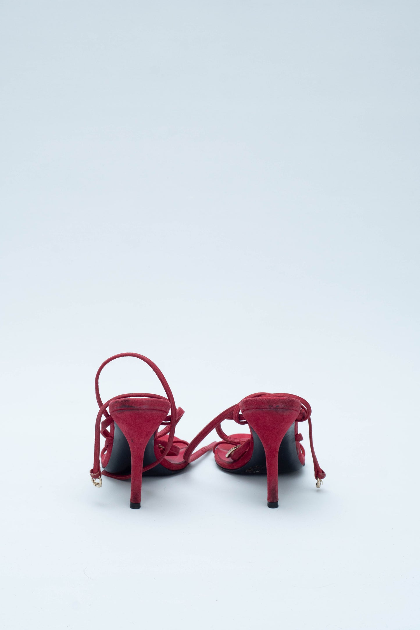 GUCCI RED SUEDE LOGO SANDALS