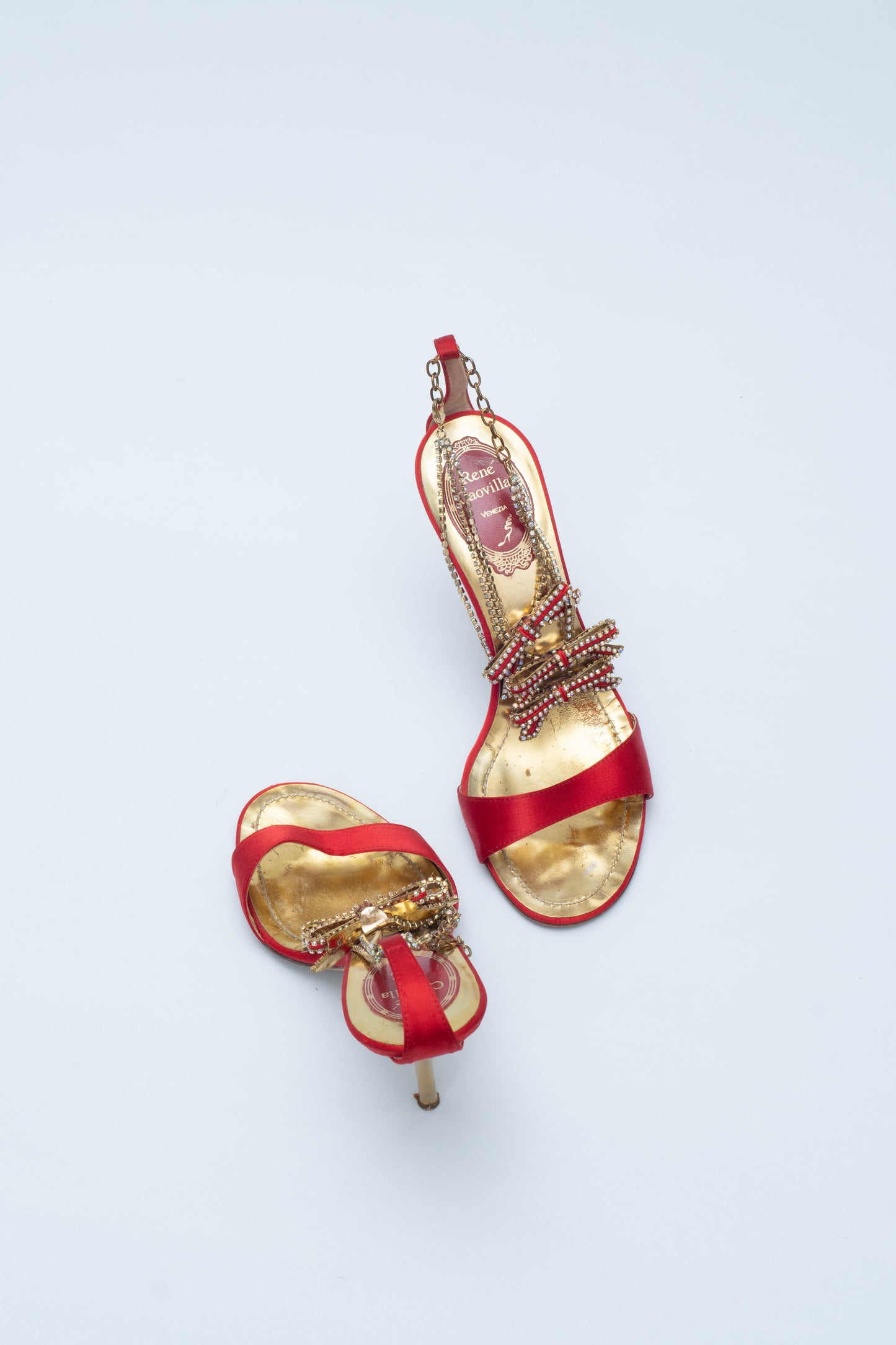 RENE CAOVILLA RED BOW HEELS