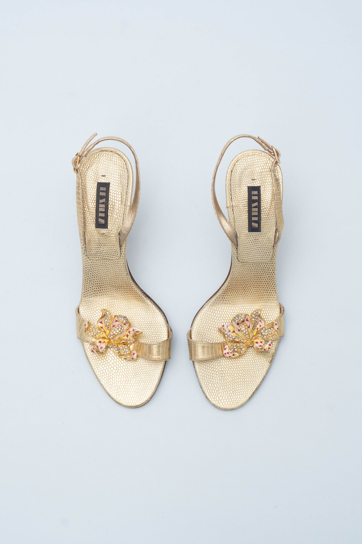 LE SILLA GOLD FLOWERS SANDALS