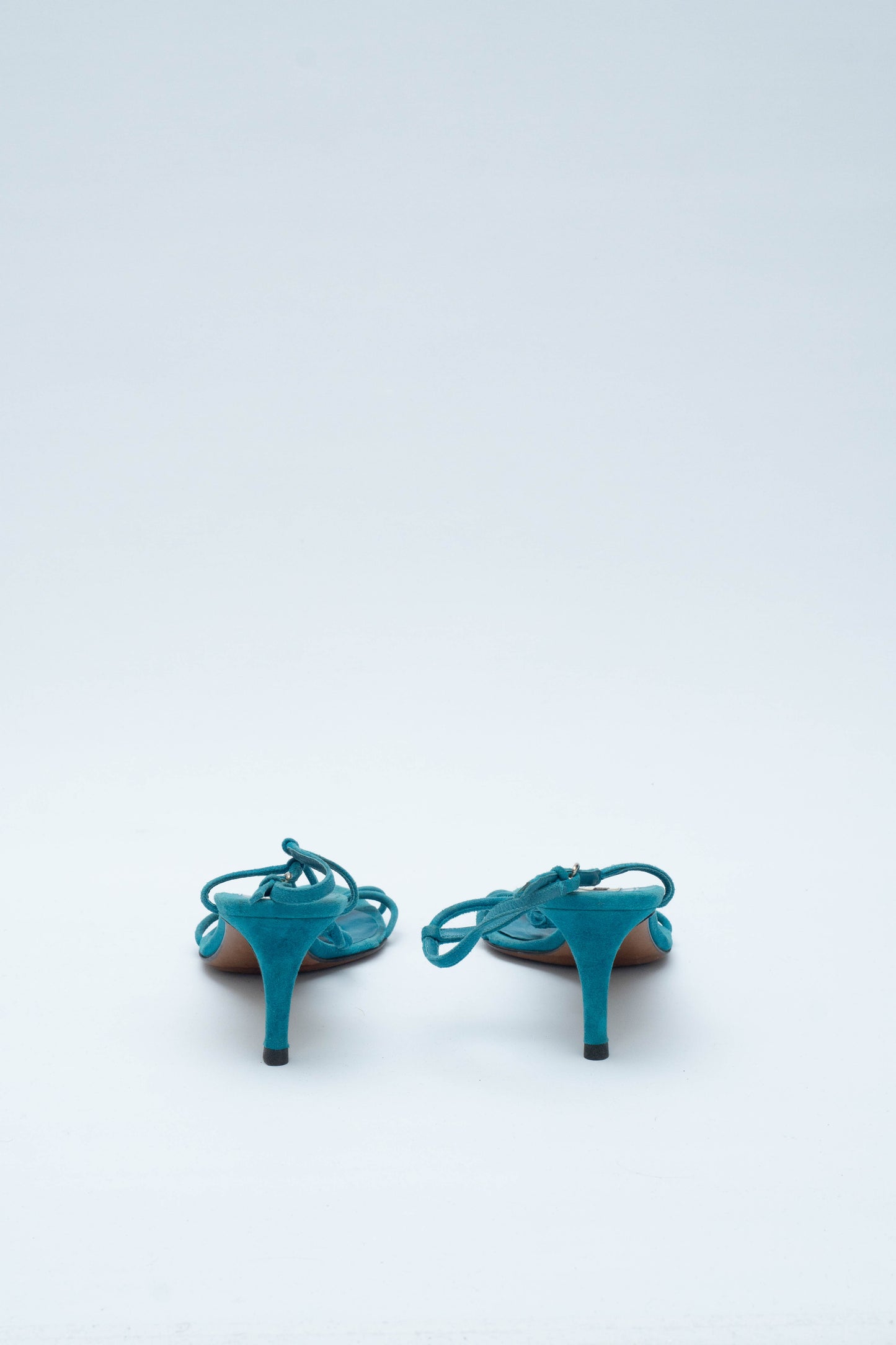 MOSCHINO TURQUOISE SUEDE SANDALS