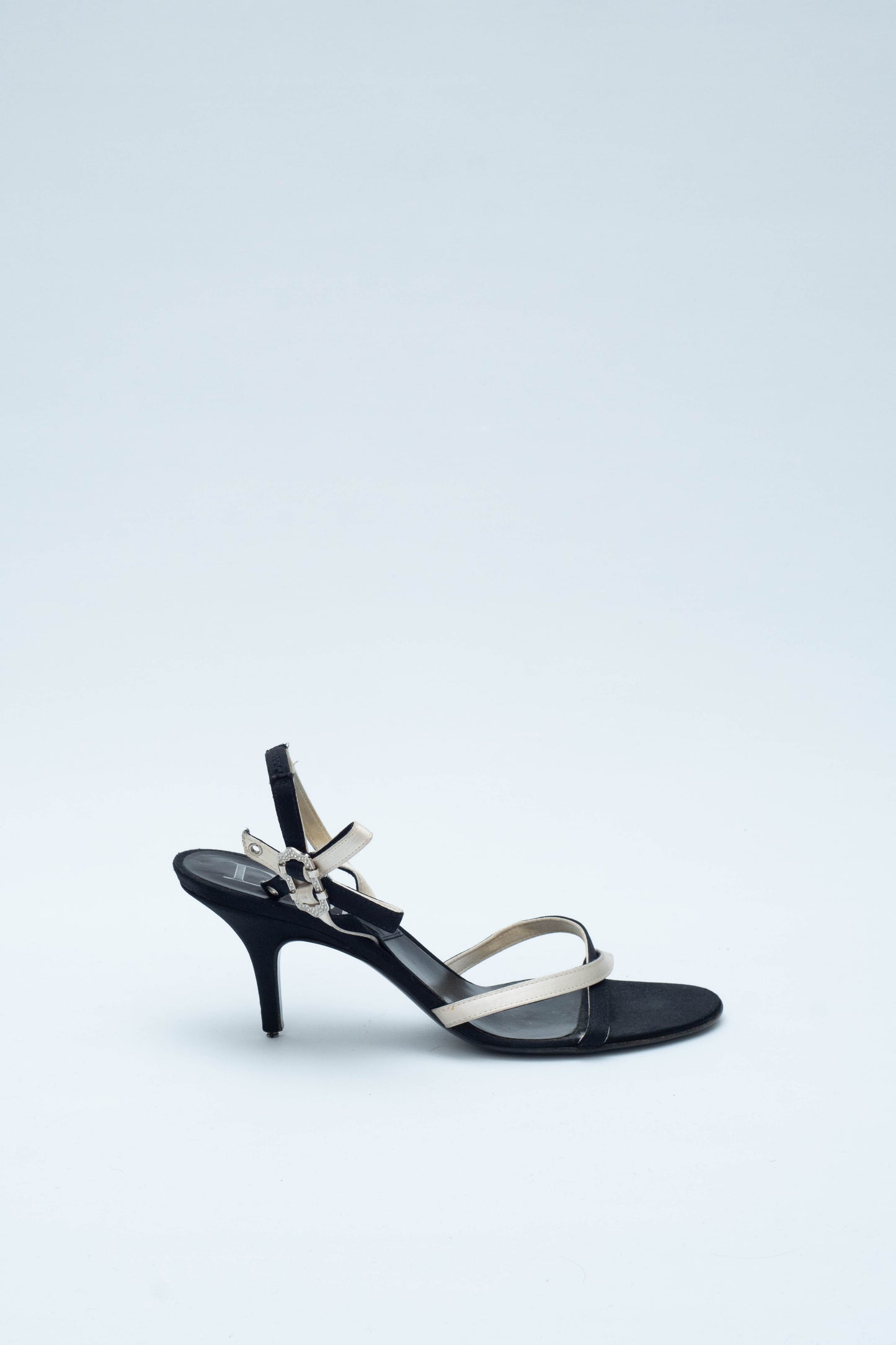 DIOR SATIN SANDALS WITH RHINESTONES