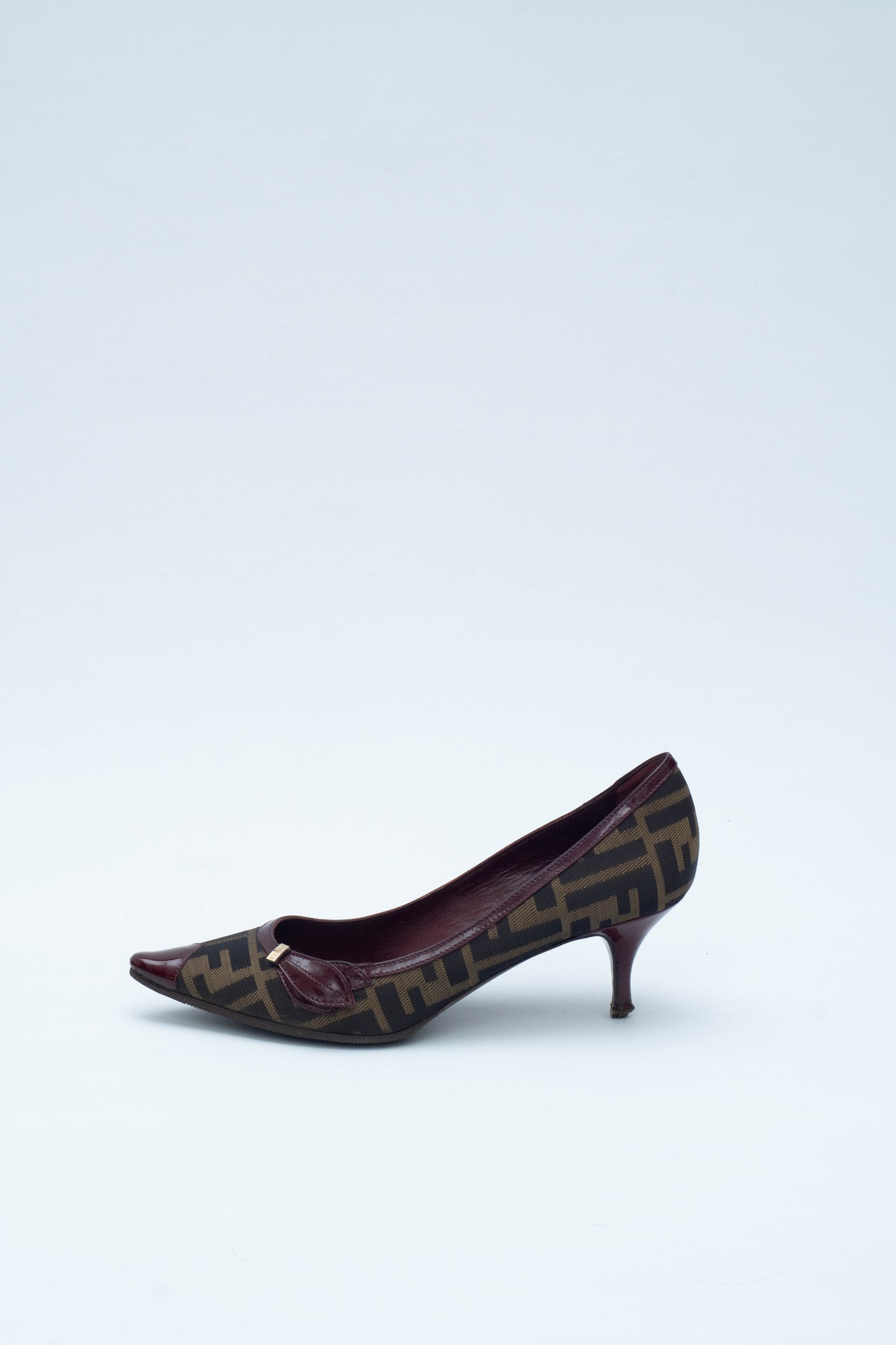 FENDI MONOGRAM BORDEAUX KITTEN HEELS