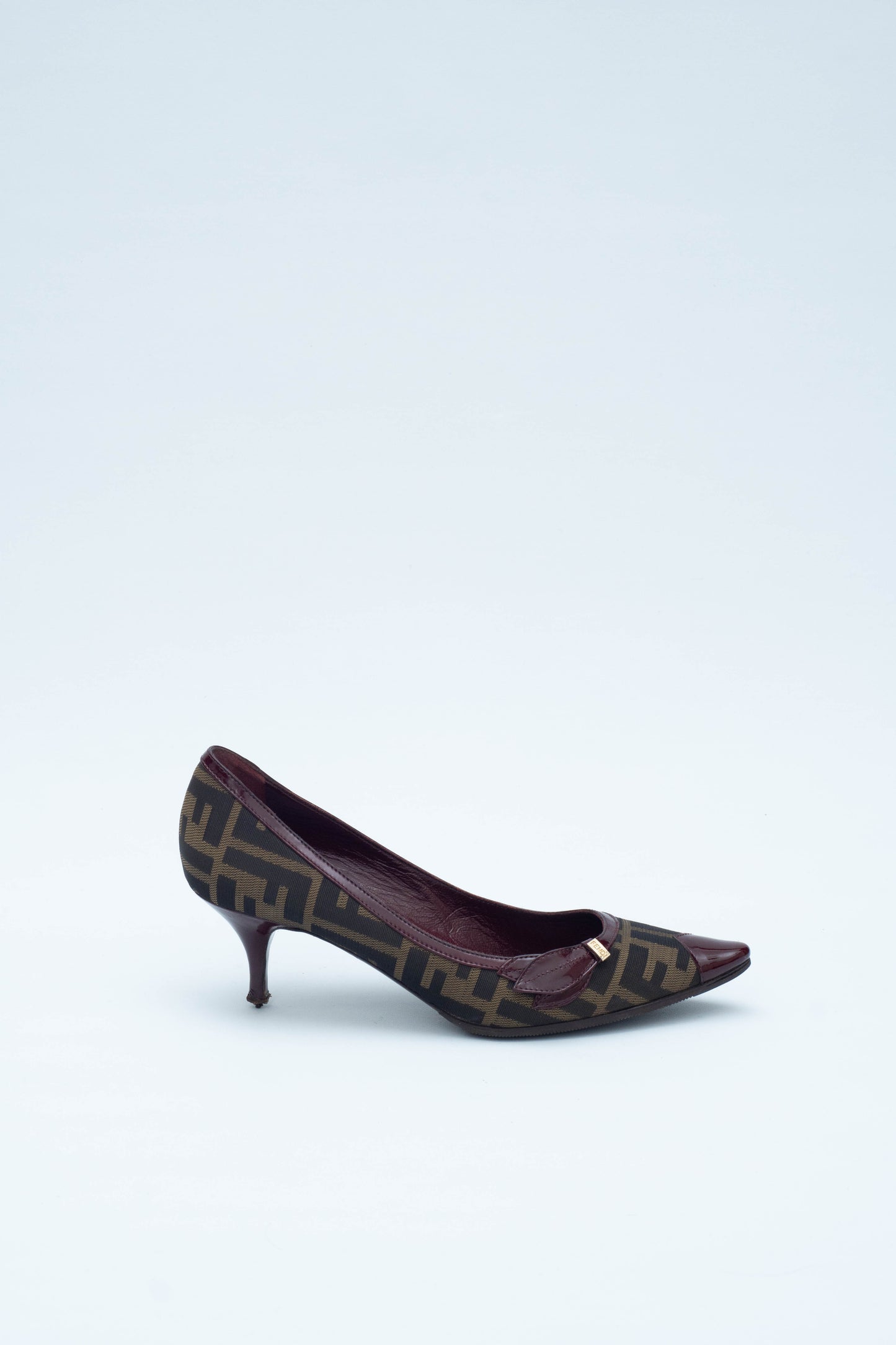 FENDI MONOGRAM BORDEAUX KITTEN HEELS