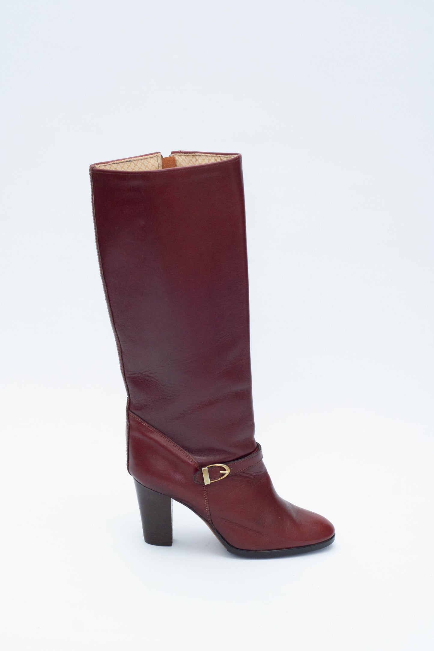 VINTAGE BORDEAUX LEATHER BOOTS