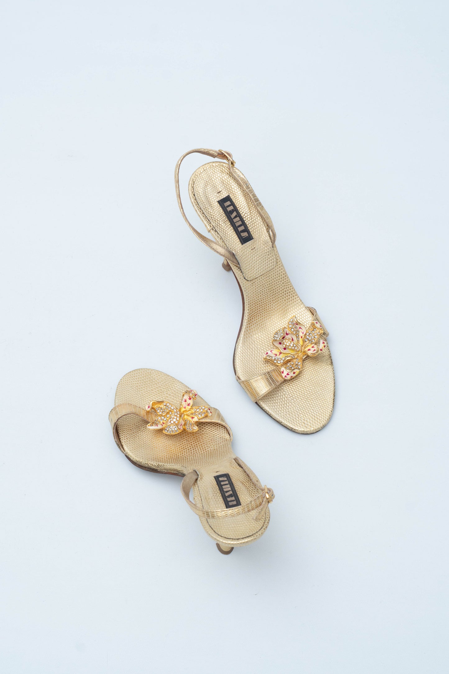 LE SILLA GOLD FLOWERS SANDALS