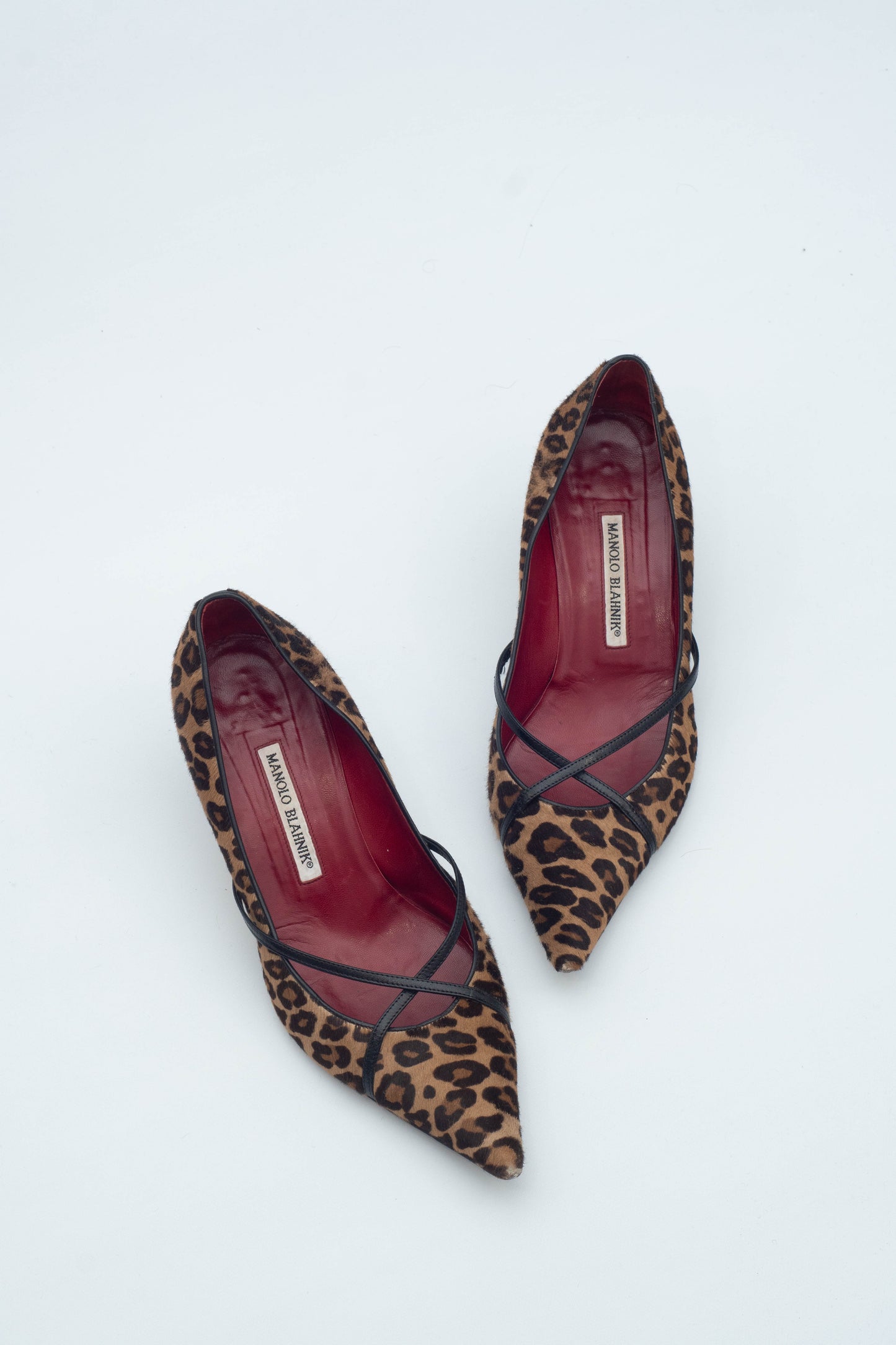 MANOLO BLAHNIK PONYSKIN KITTEN HEELS