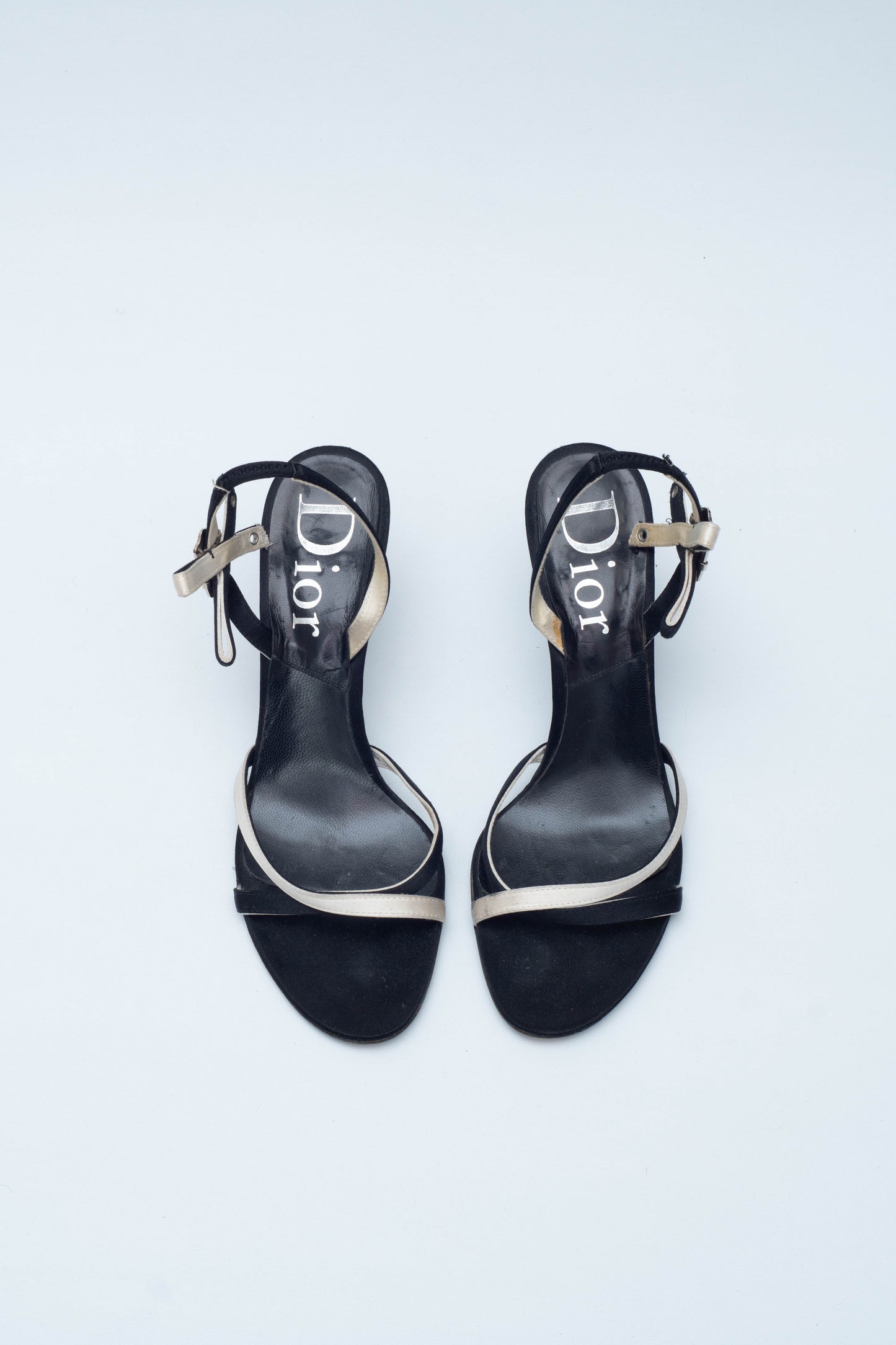 DIOR SATIN SANDALS WITH RHINESTONES