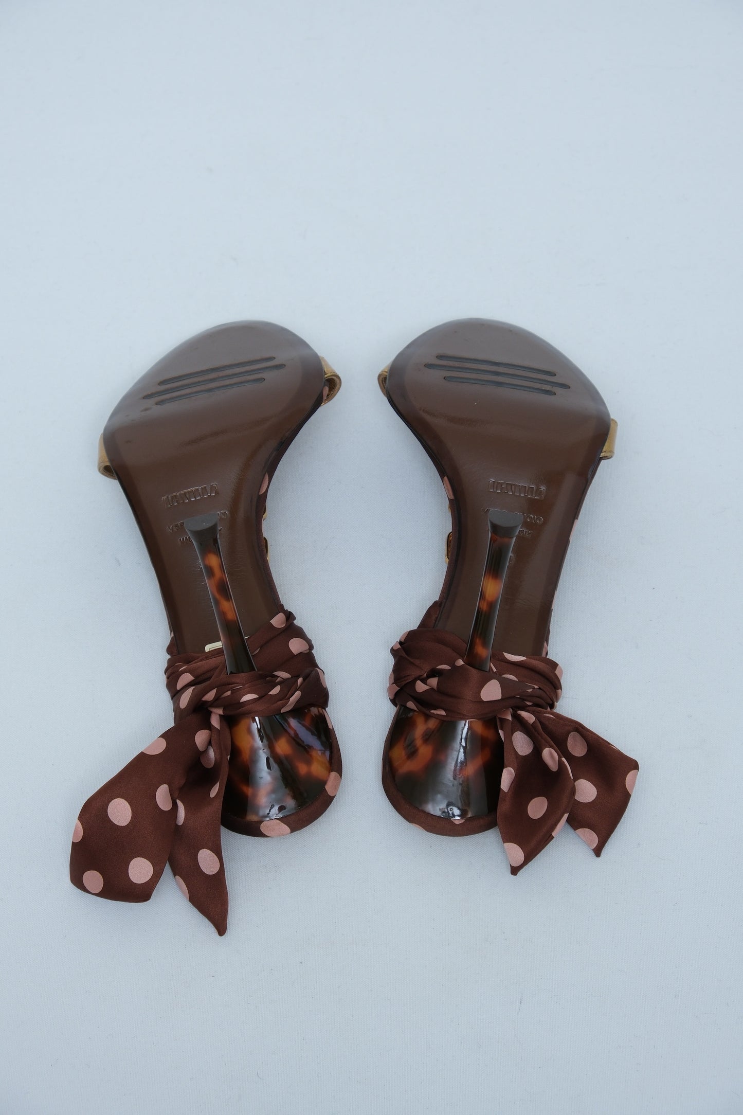 LE SILLA BROWN POLKA DOT CHAIN SANDALS
