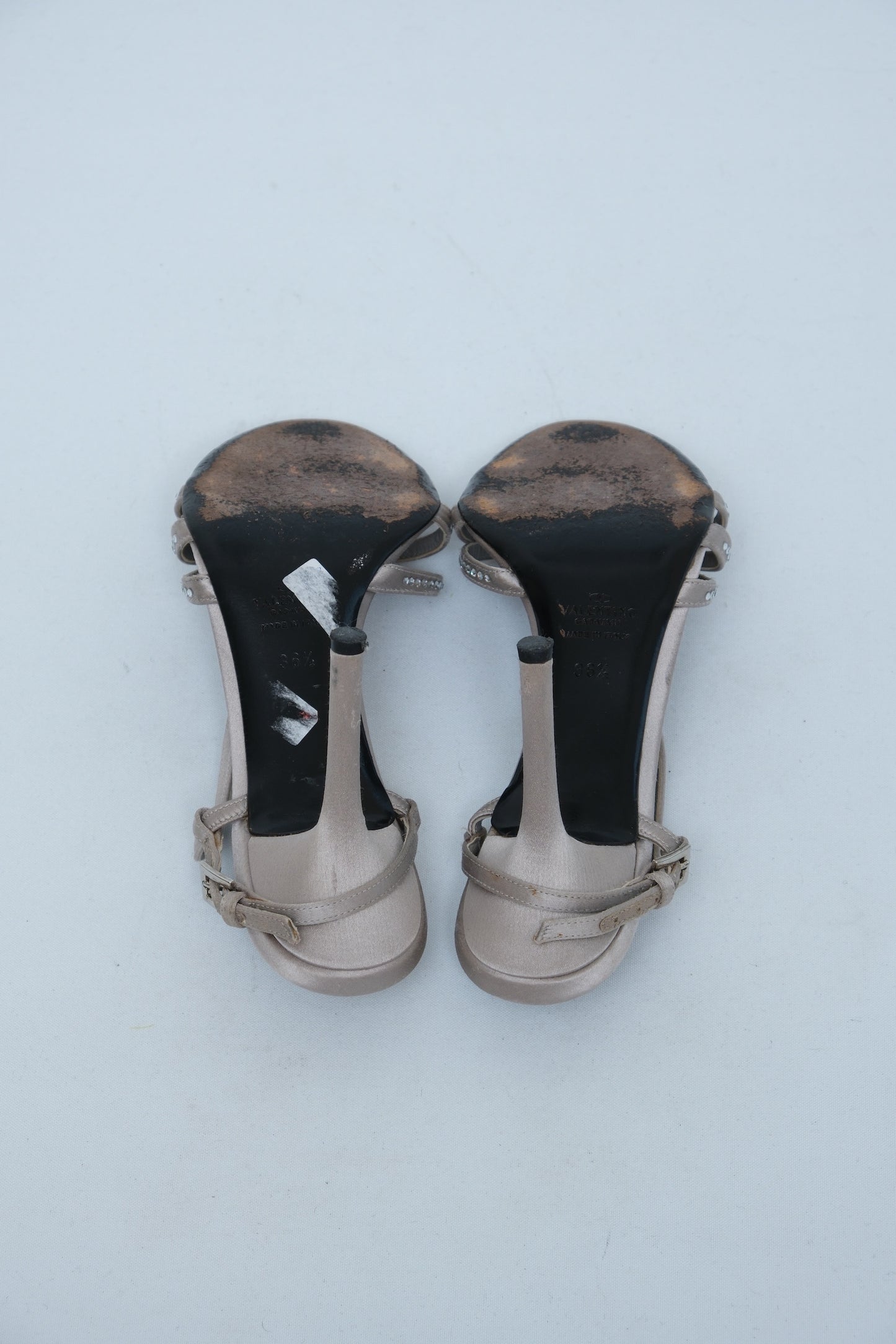 VALENTINO GARAVANI SS 2004 GREY CRYSTAL BUTTERFLY T-STRAP SANDALS