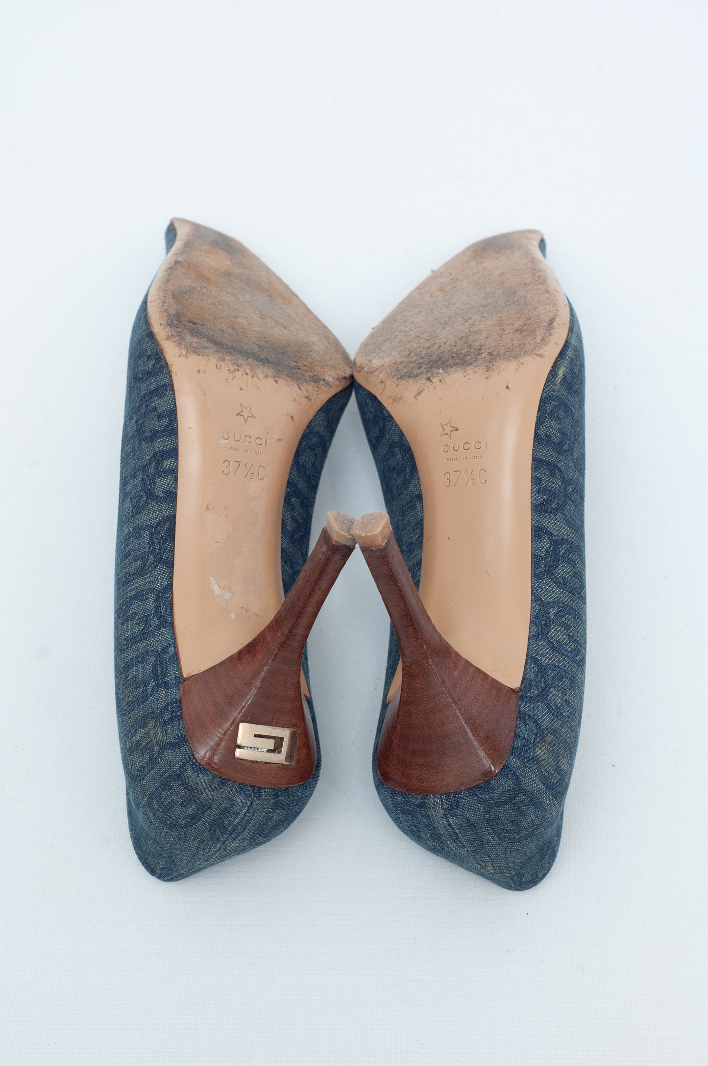 GUCCI DENIM MONOGRAM HEELS
