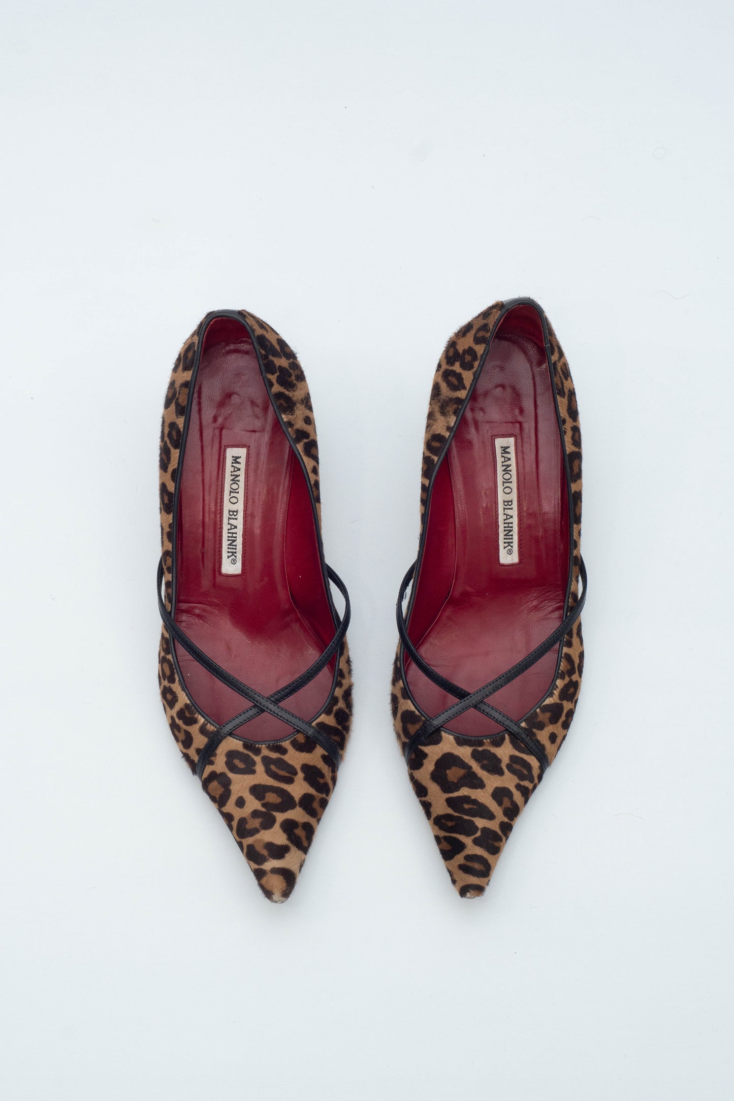 MANOLO BLAHNIK PONYSKIN KITTEN HEELS