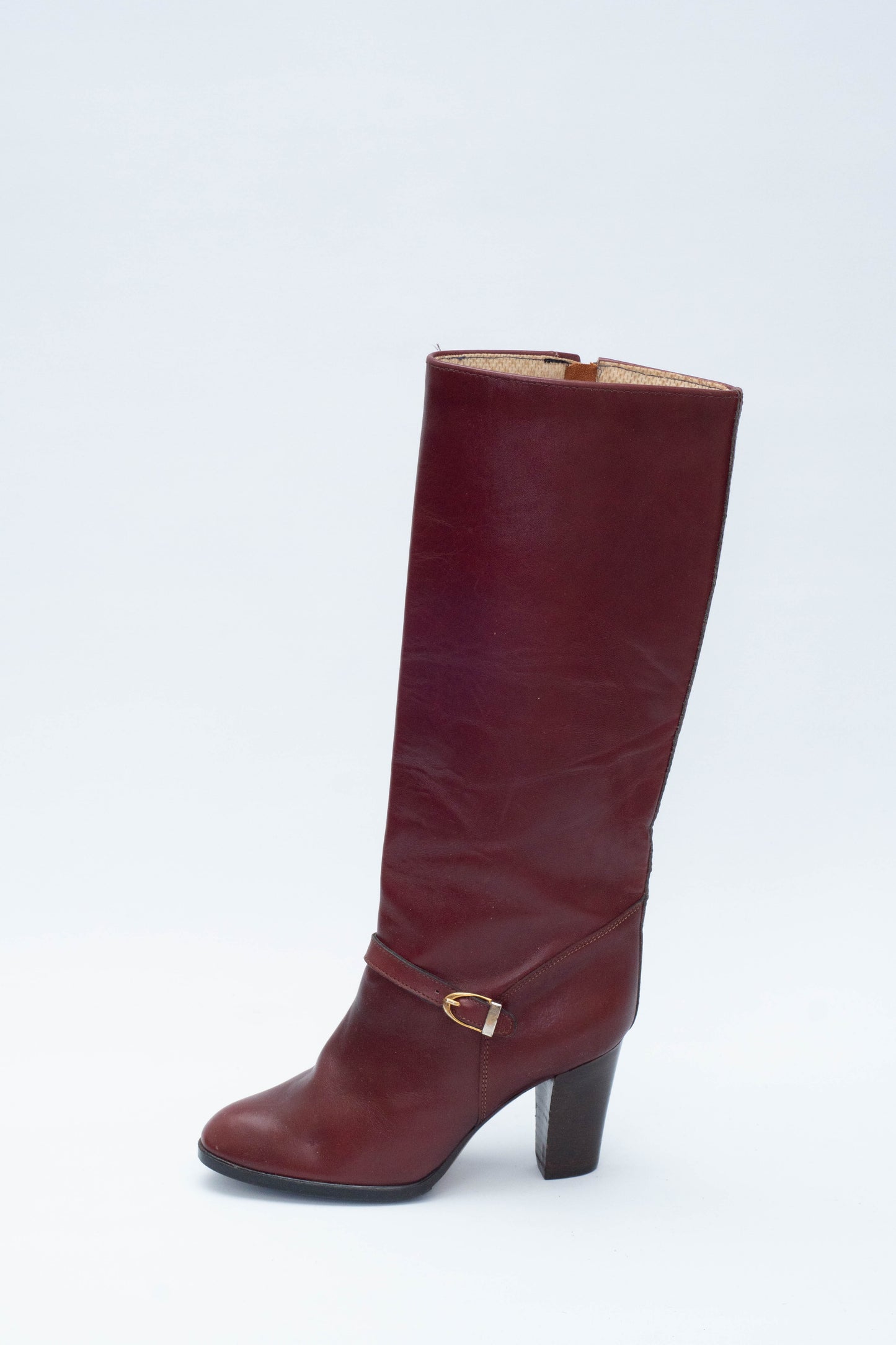 VINTAGE BORDEAUX LEATHER BOOTS