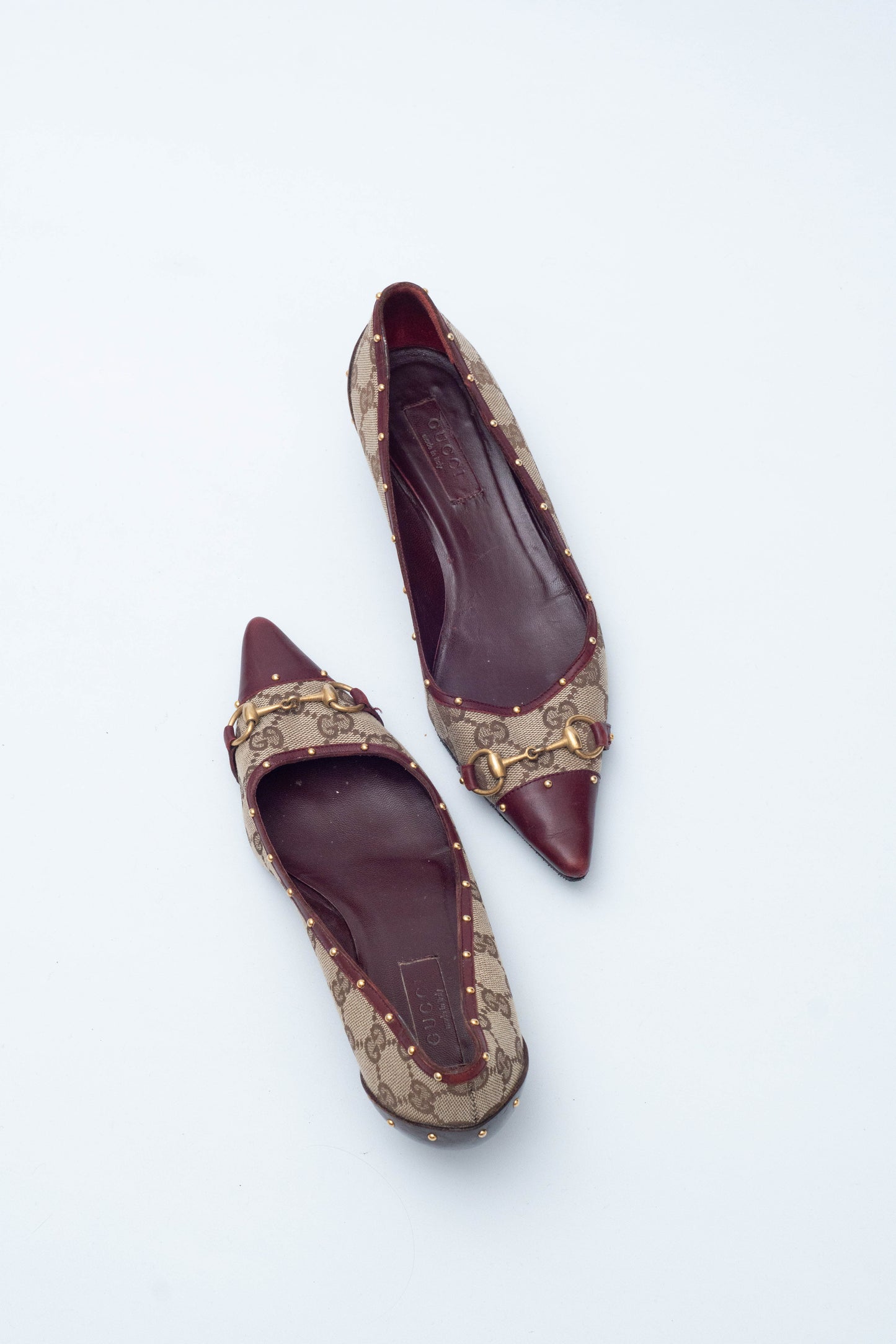 GUCCI MONOGRAM KITTEN HEELS