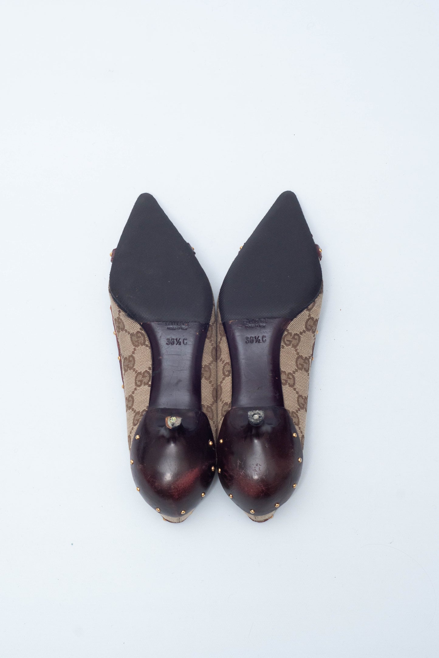 GUCCI MONOGRAM KITTEN HEELS