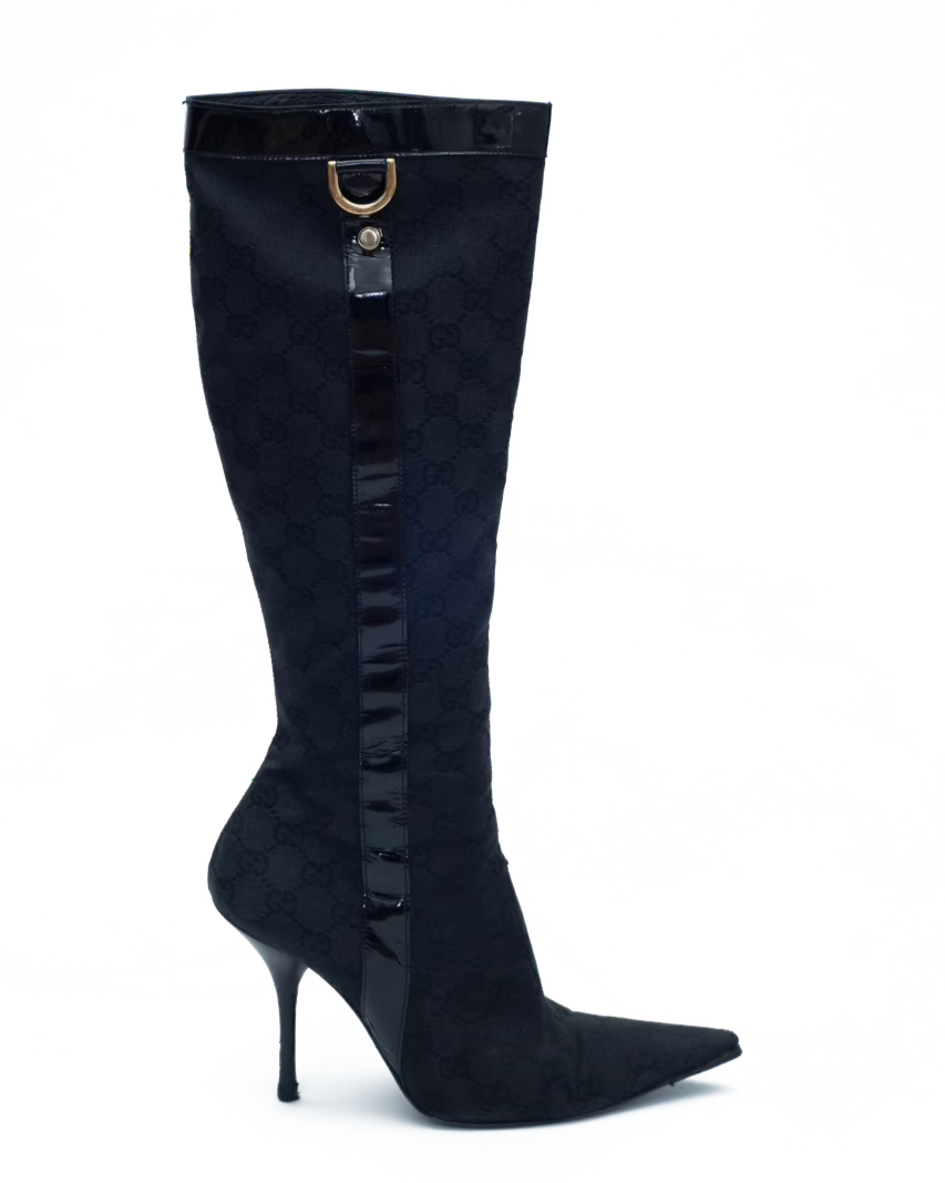 GUCCI BLACK MONOGRAM BOOTS