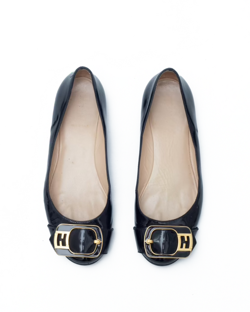 FENDI PATENT LEATHER FLATS