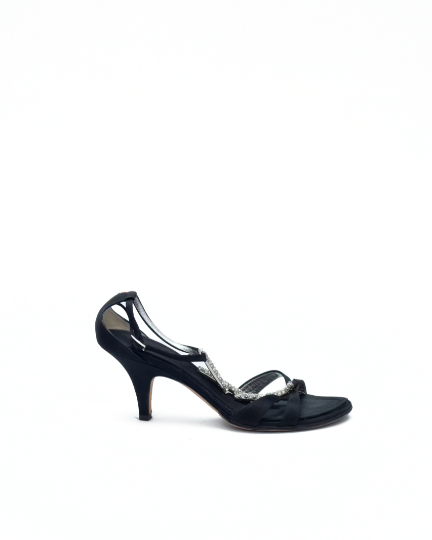 ZANOTTI RHINESTONES BLACK SANDALS