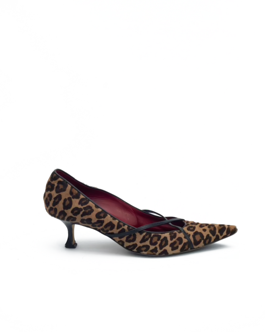 MANOLO BLAHNIK PONYSKIN KITTEN HEELS