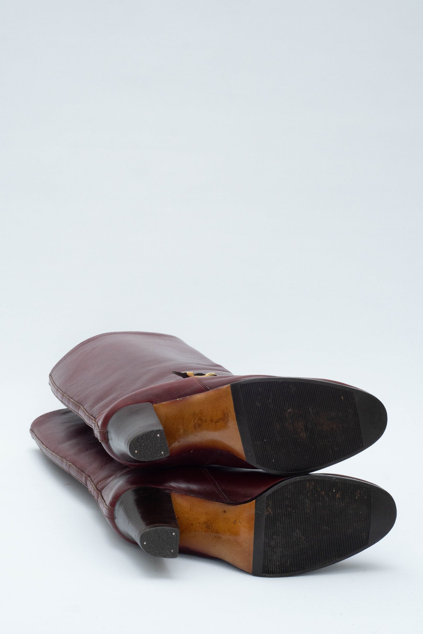 VINTAGE BORDEAUX LEATHER BOOTS