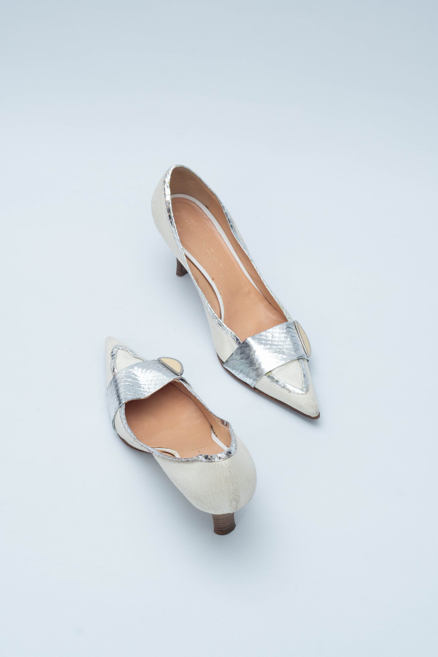 CASADEI WHITE LEATHER HEELS