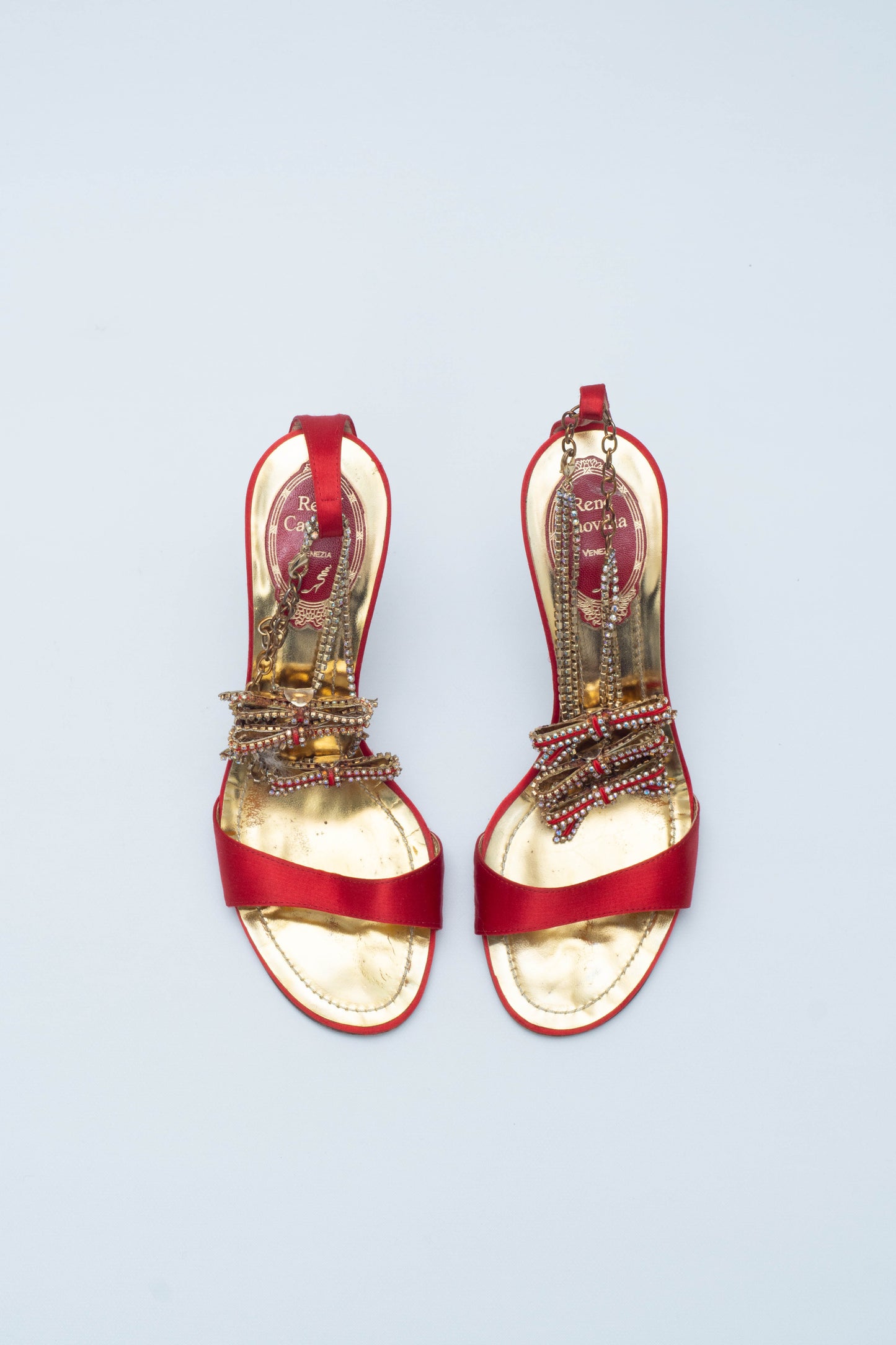 RENE CAOVILLA RED BOW HEELS