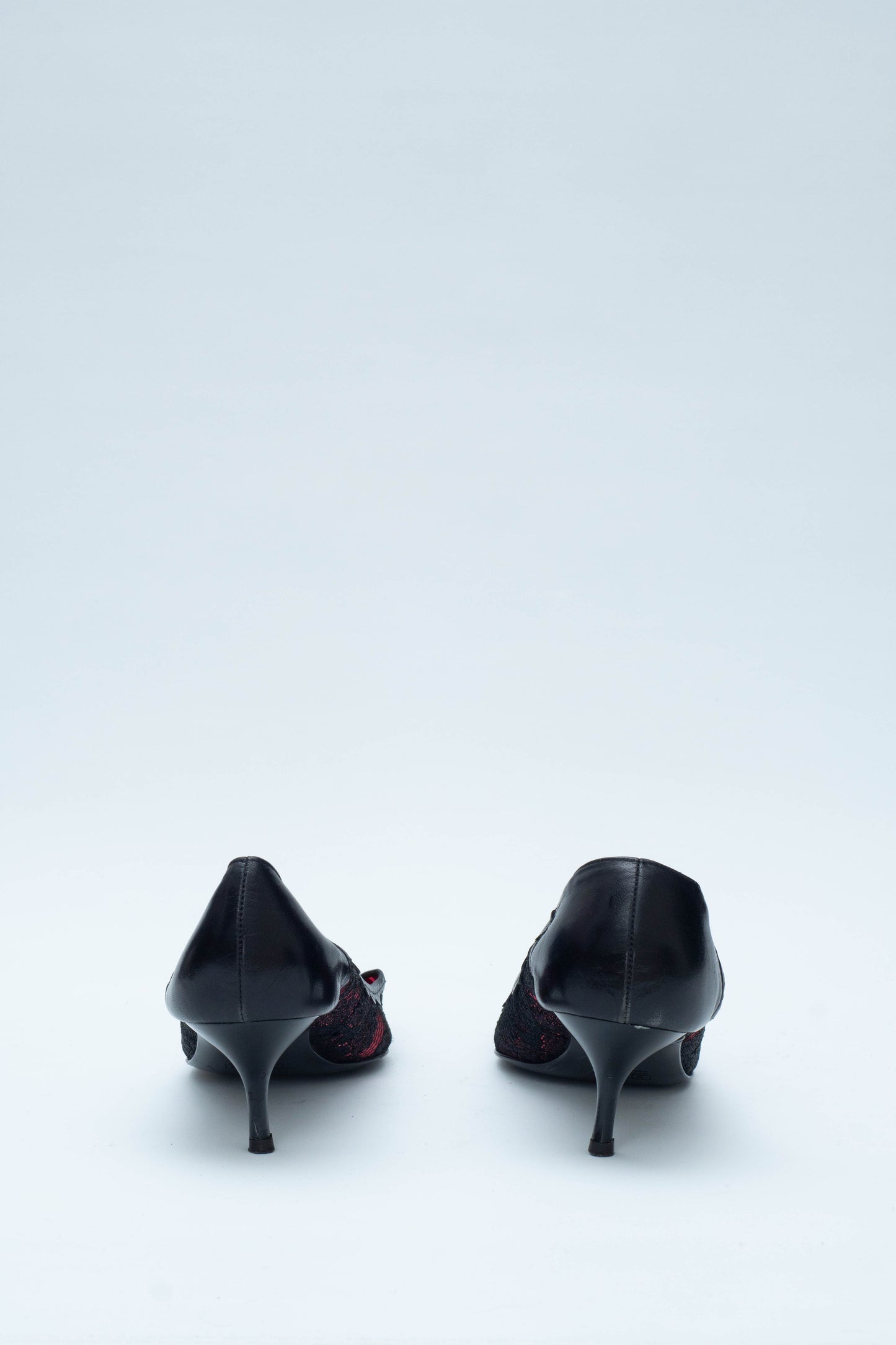 ZANOTTI BLACK LACE KITTEN HEELS