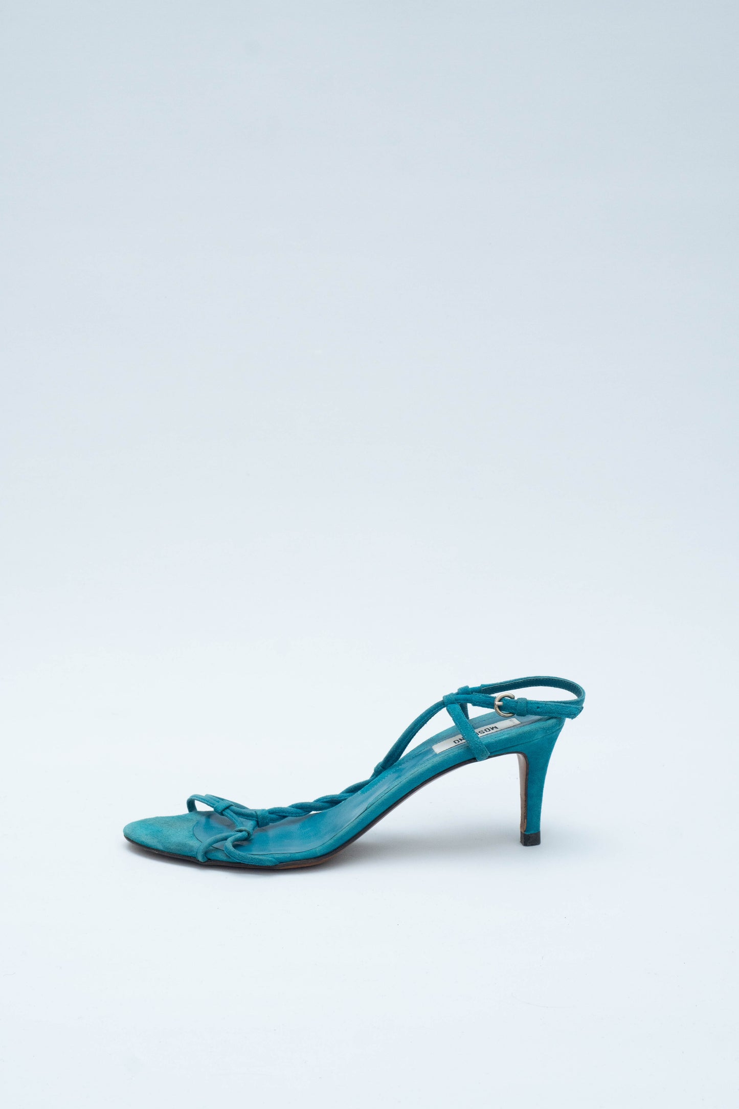 MOSCHINO TURQUOISE SUEDE SANDALS