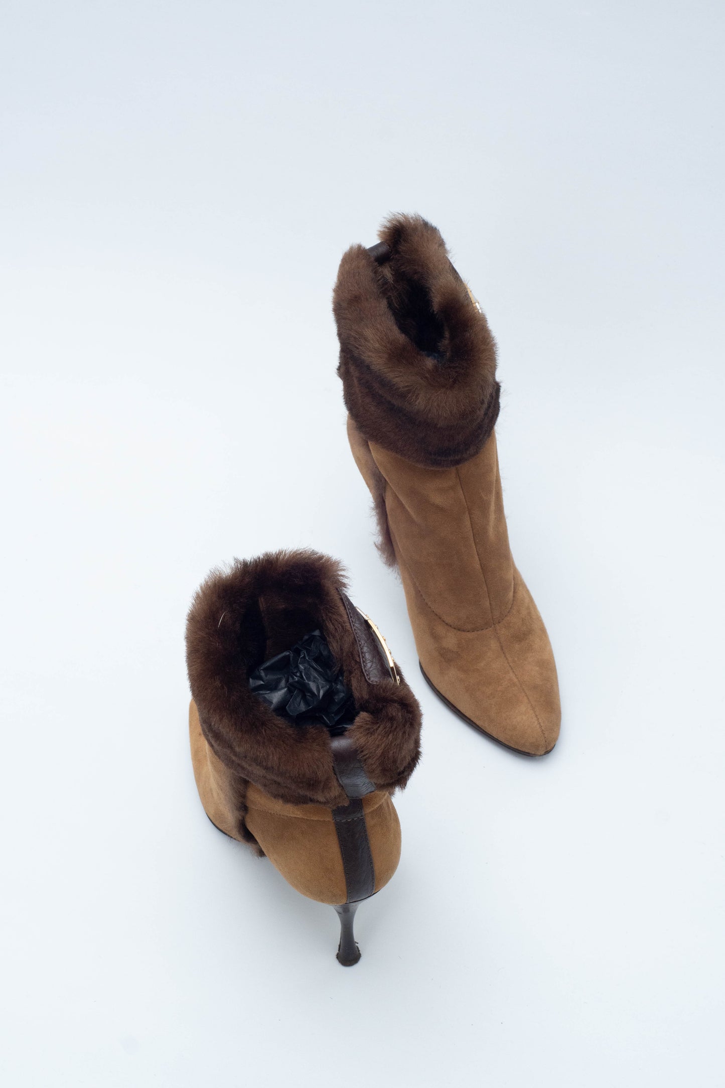 DOLCE & GABBANA BROWN FUR BOOTS
