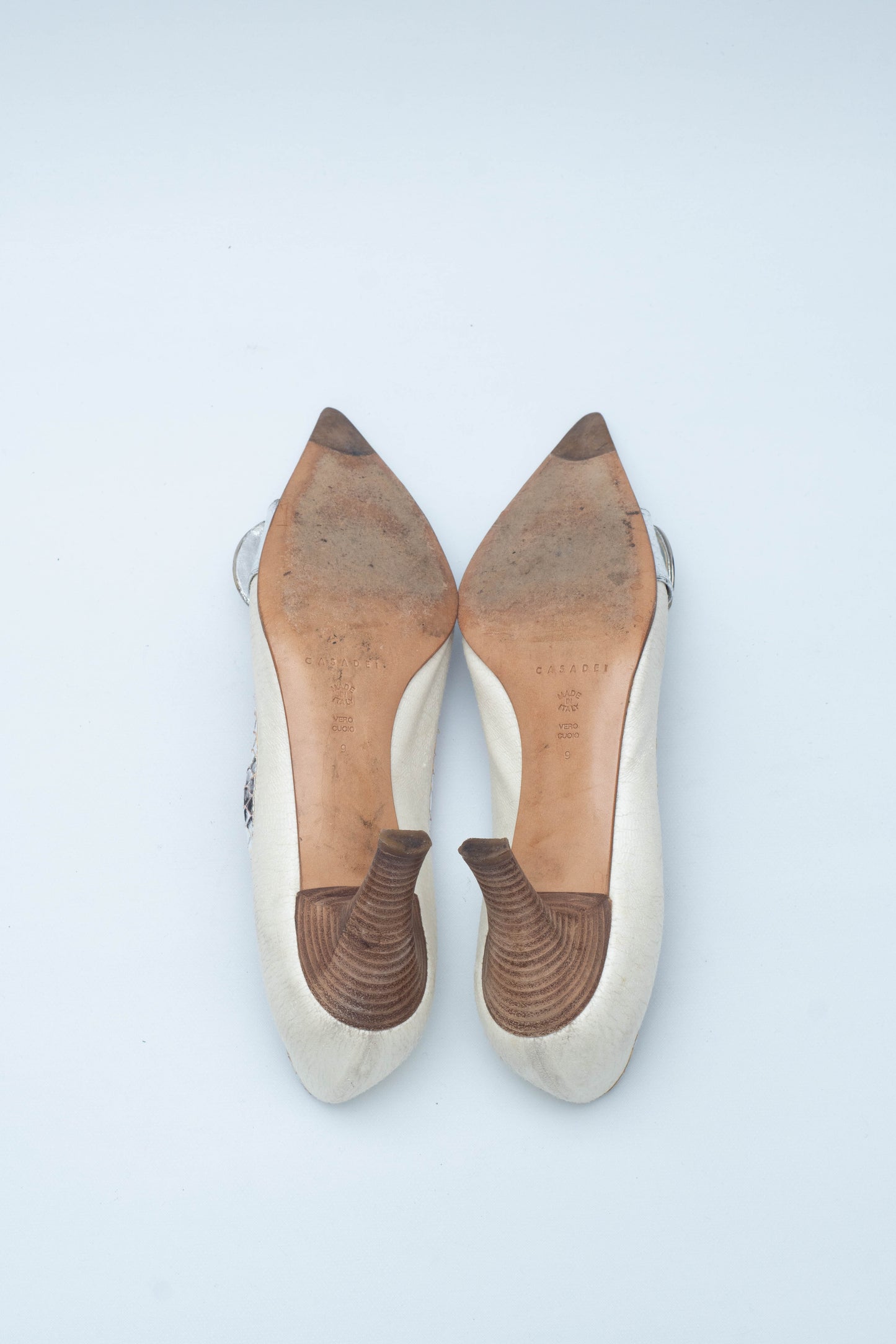 CASADEI WHITE LEATHER HEELS
