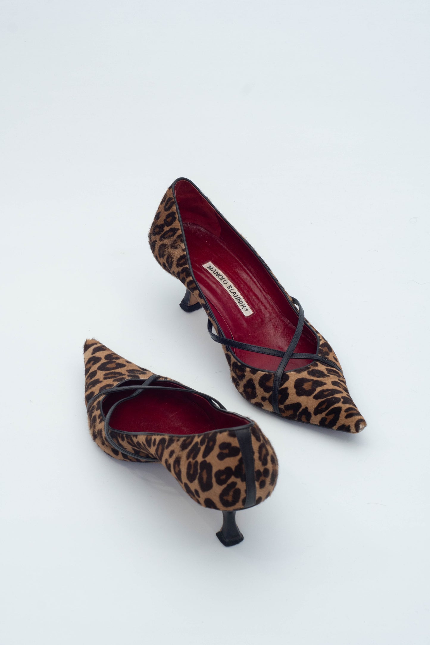 MANOLO BLAHNIK PONYSKIN KITTEN HEELS