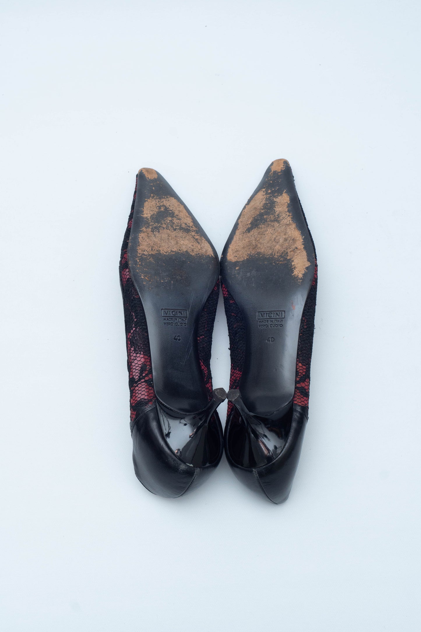 ZANOTTI BLACK LACE KITTEN HEELS