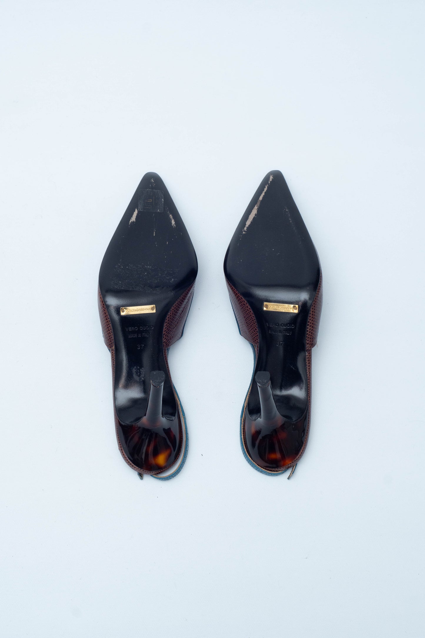 DOLCE & GABBANA BROWN SLINGBACKS