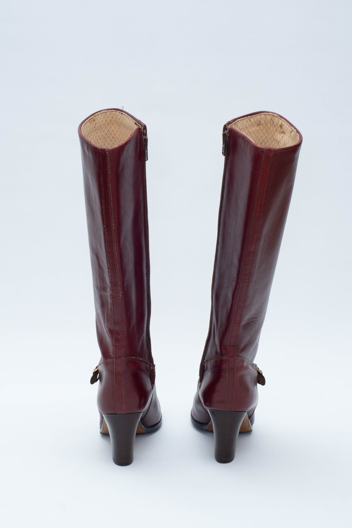 VINTAGE BORDEAUX LEATHER BOOTS