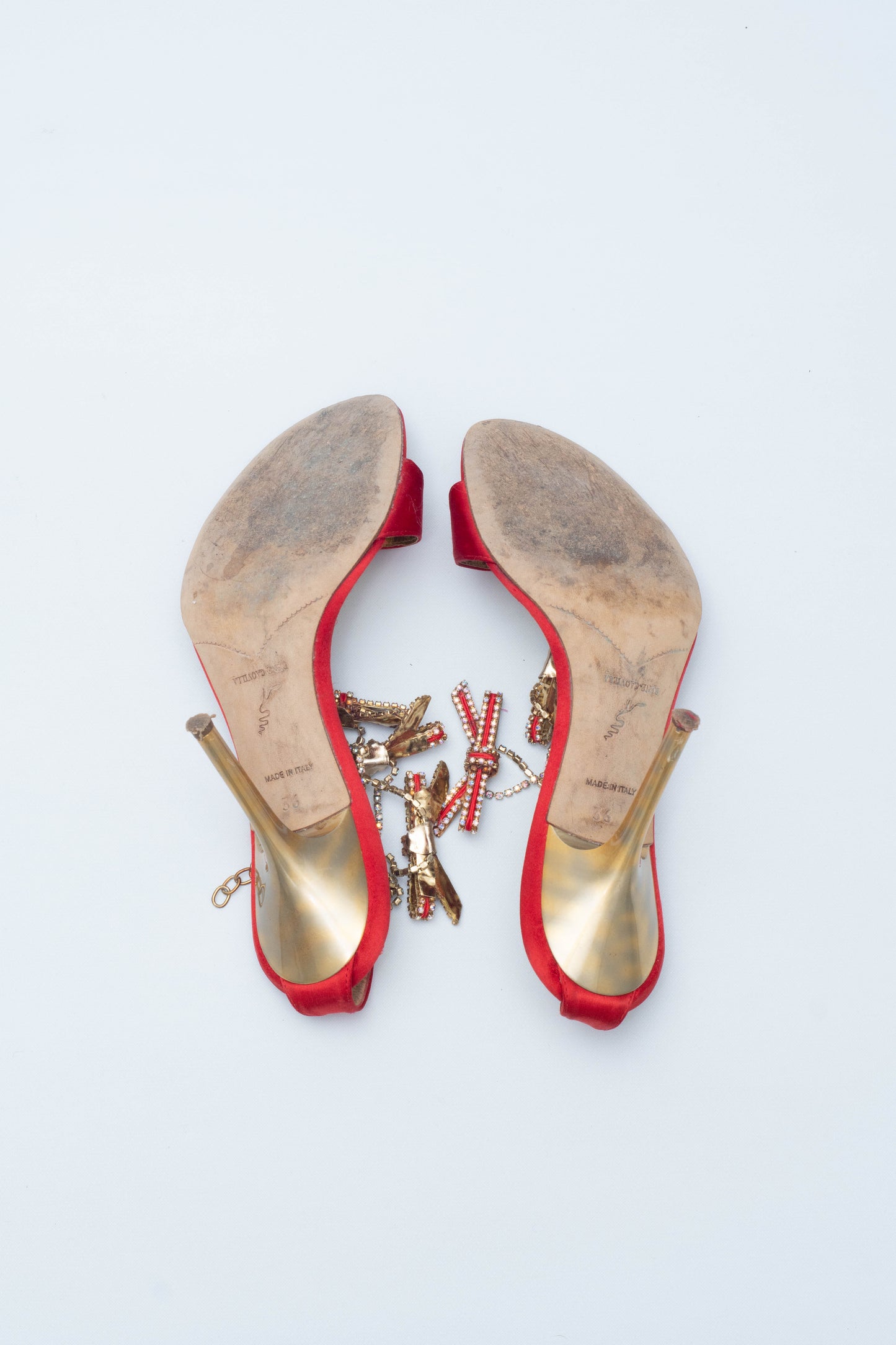 RENE CAOVILLA RED BOW HEELS
