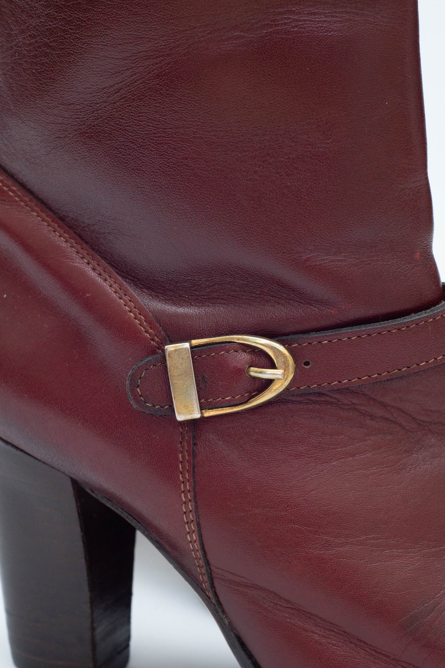 VINTAGE BORDEAUX LEATHER BOOTS