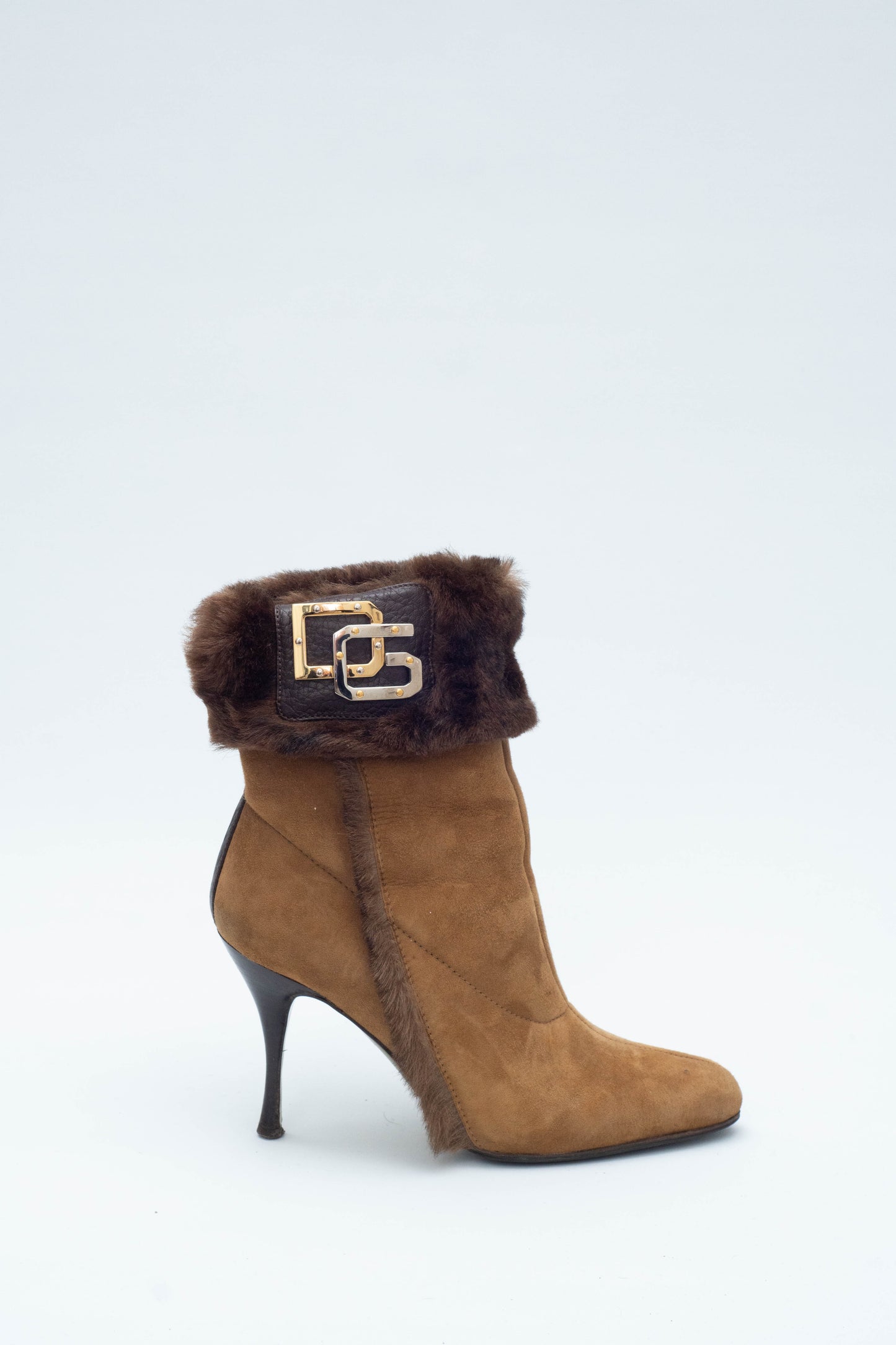 DOLCE & GABBANA BROWN FUR BOOTS