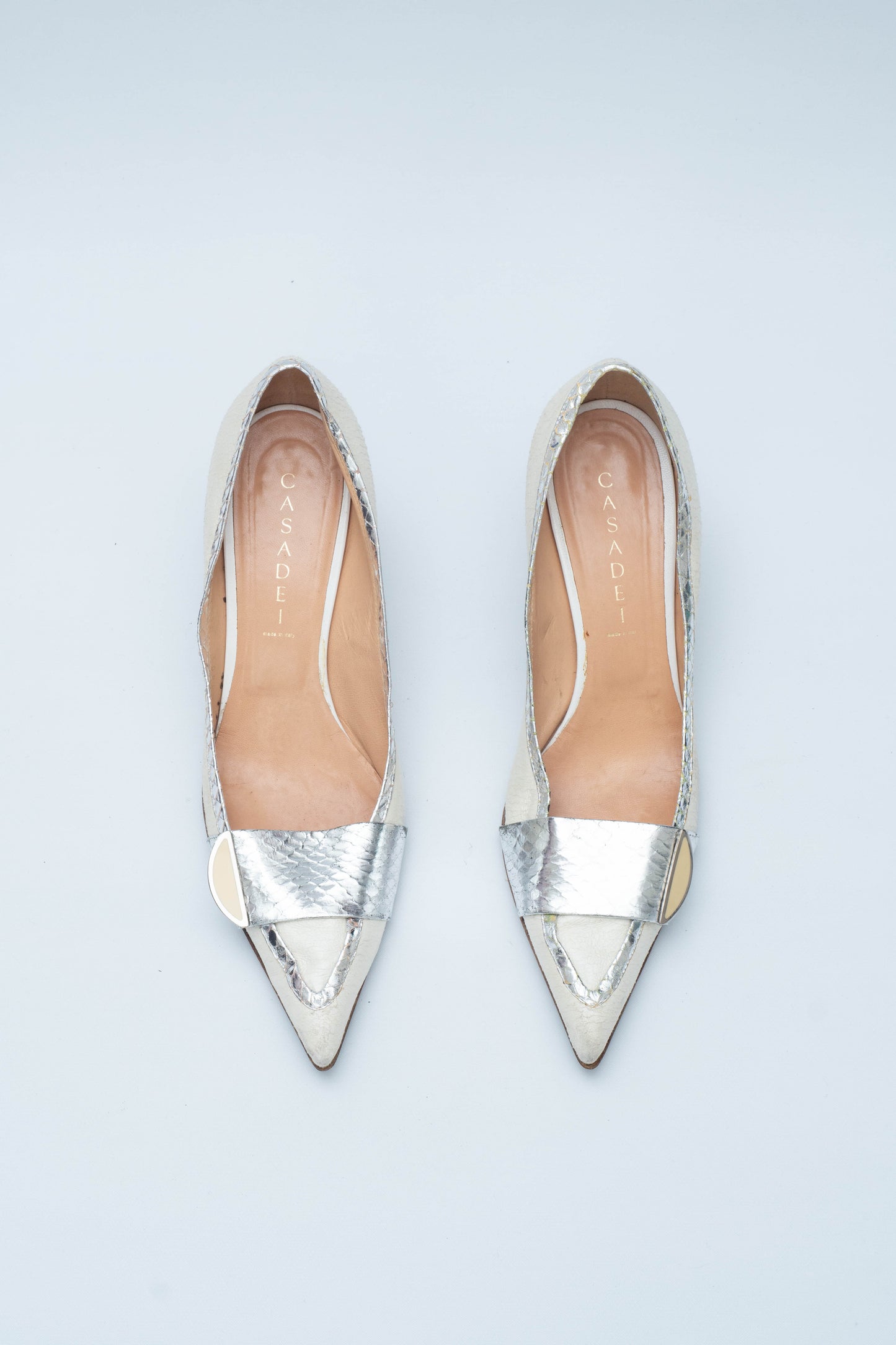 CASADEI WHITE LEATHER HEELS