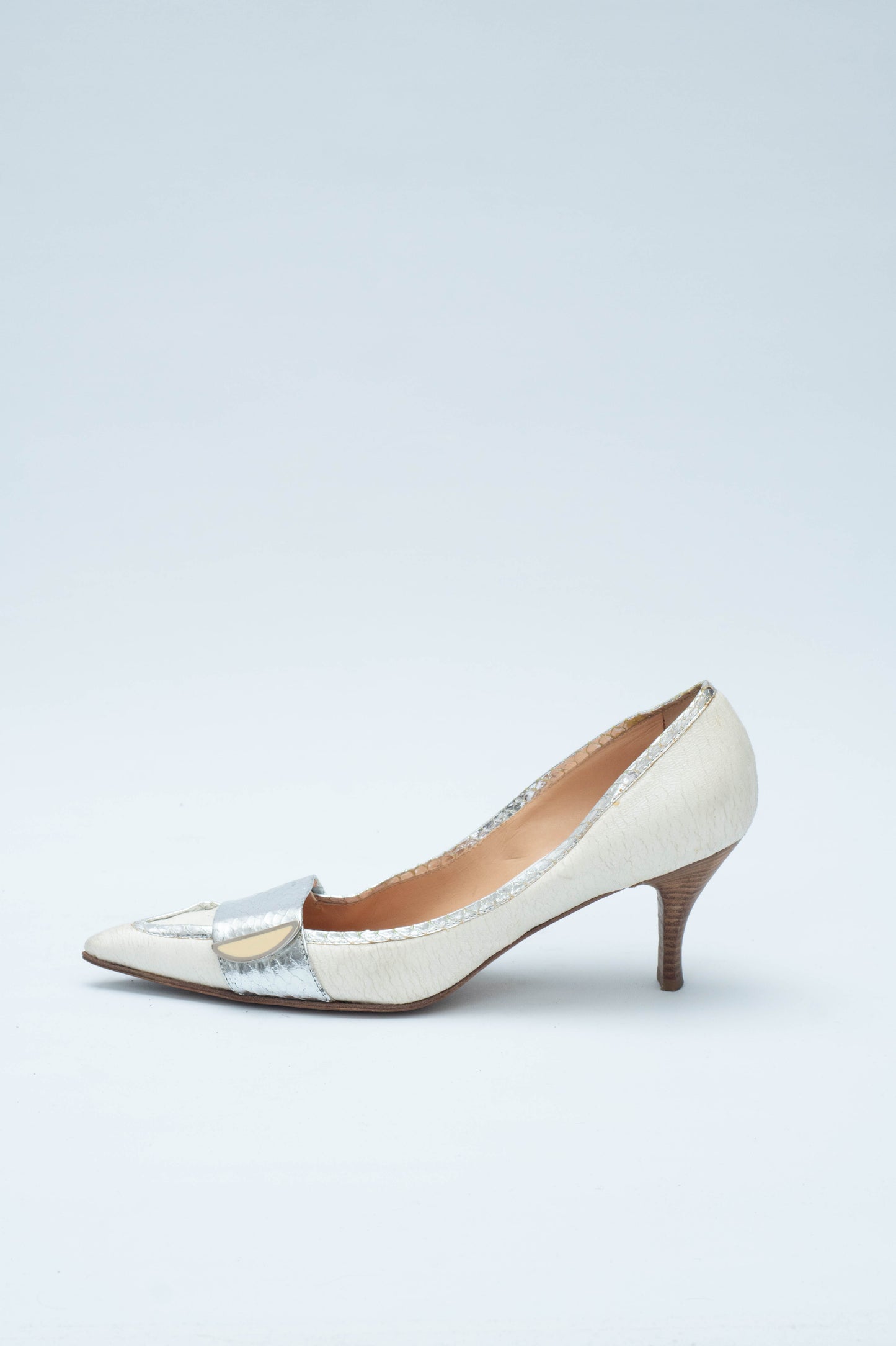 CASADEI WHITE LEATHER HEELS