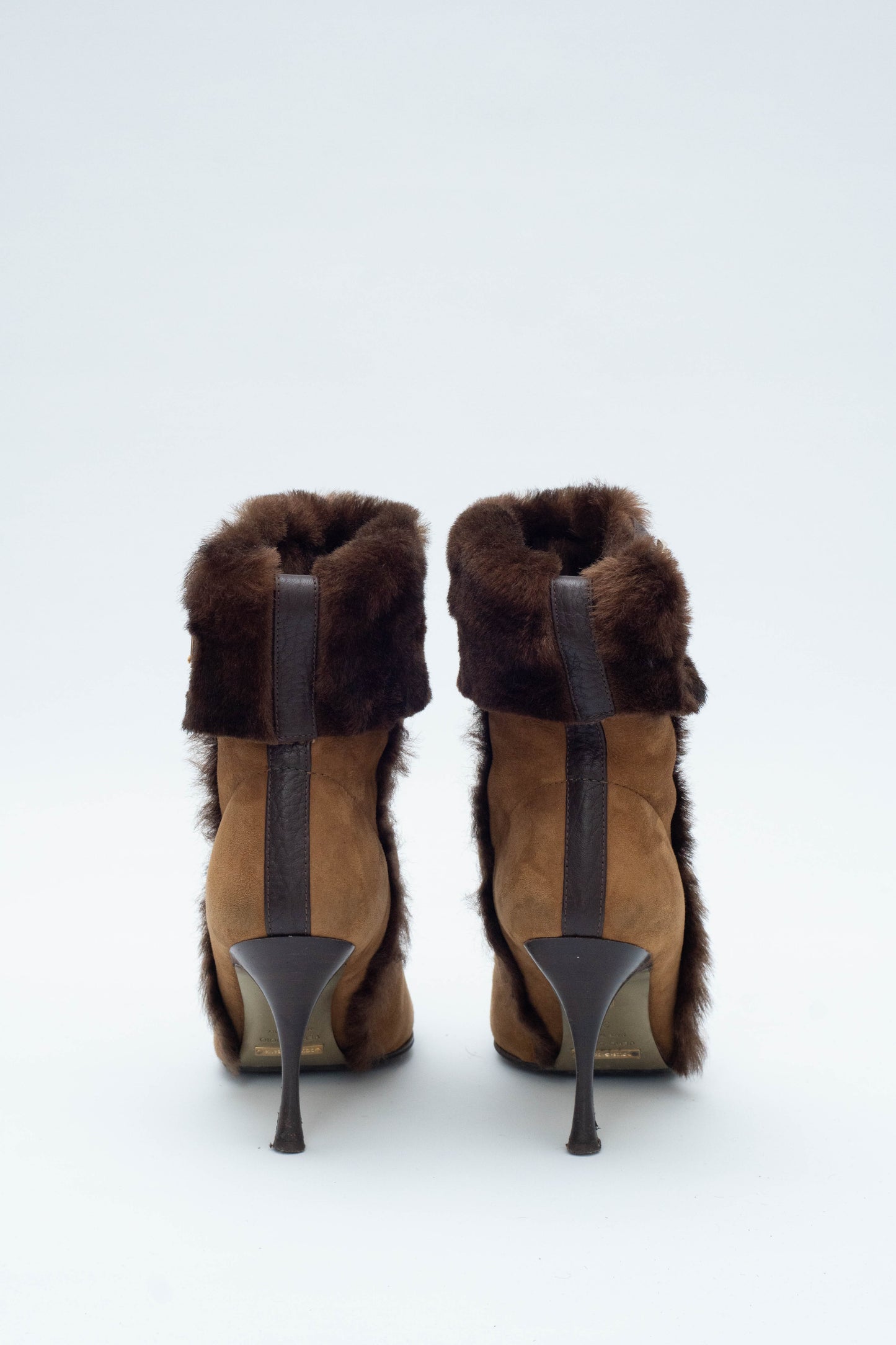 DOLCE & GABBANA BROWN FUR BOOTS