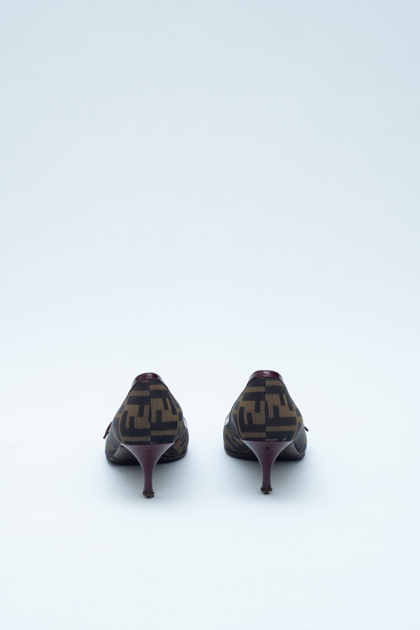 FENDI MONOGRAM BORDEAUX KITTEN HEELS