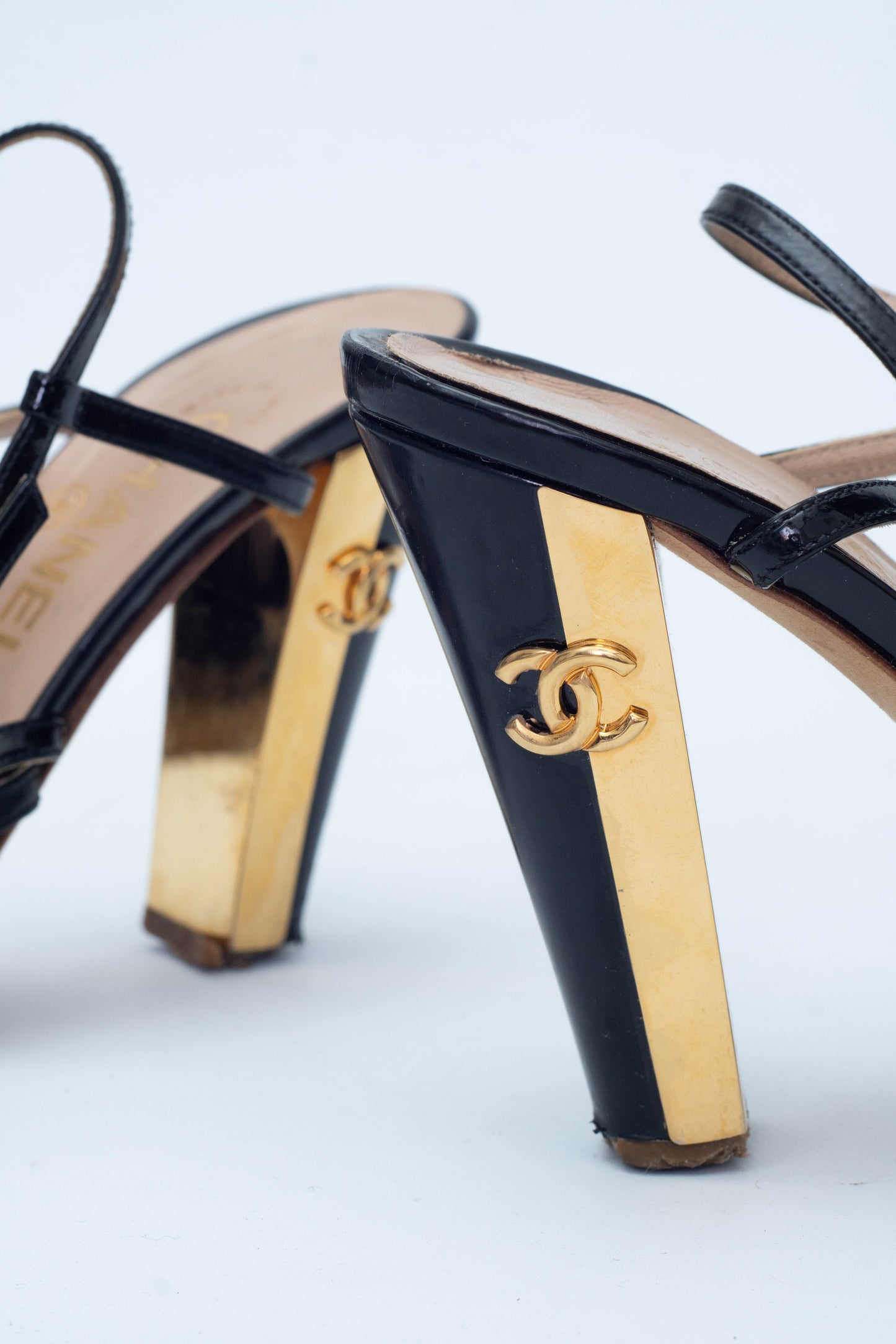 CHANEL GOLDEN HEELS SANDALS