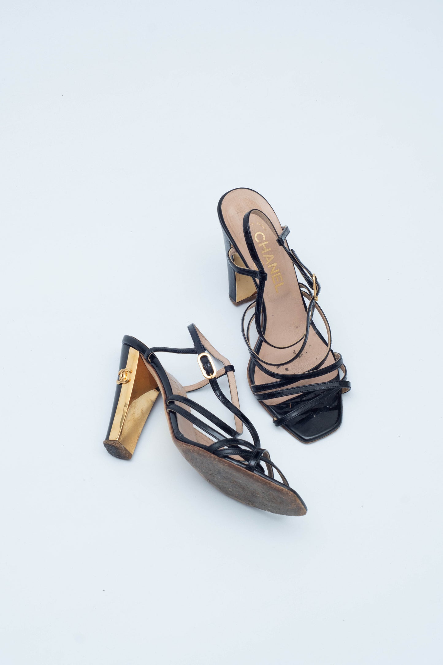 CHANEL GOLDEN HEELS SANDALS