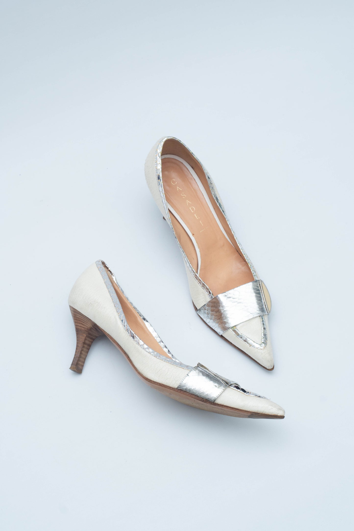 CASADEI WHITE LEATHER HEELS