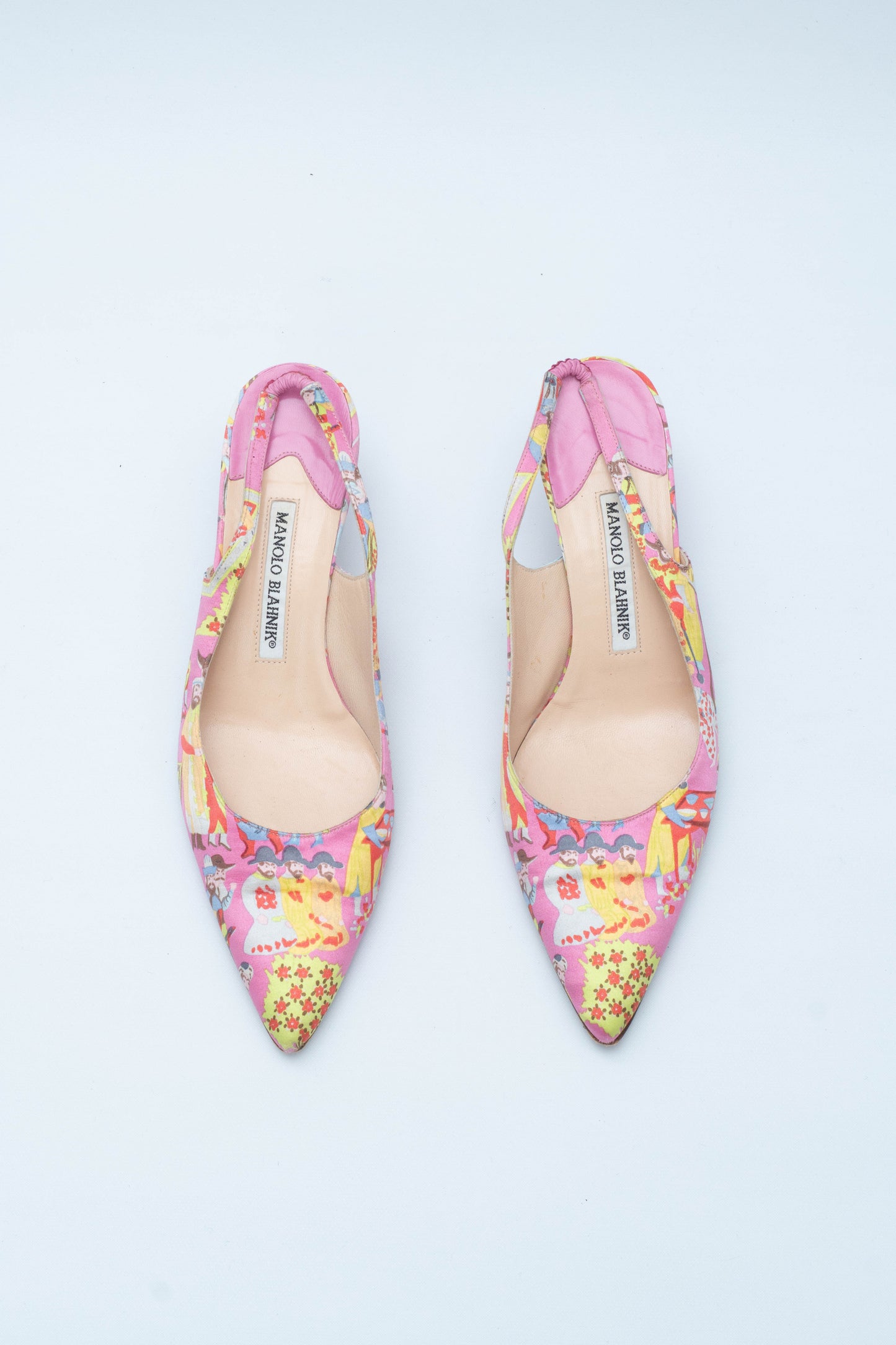 MANOLO BLAHNIK PINK SLINGBACKS